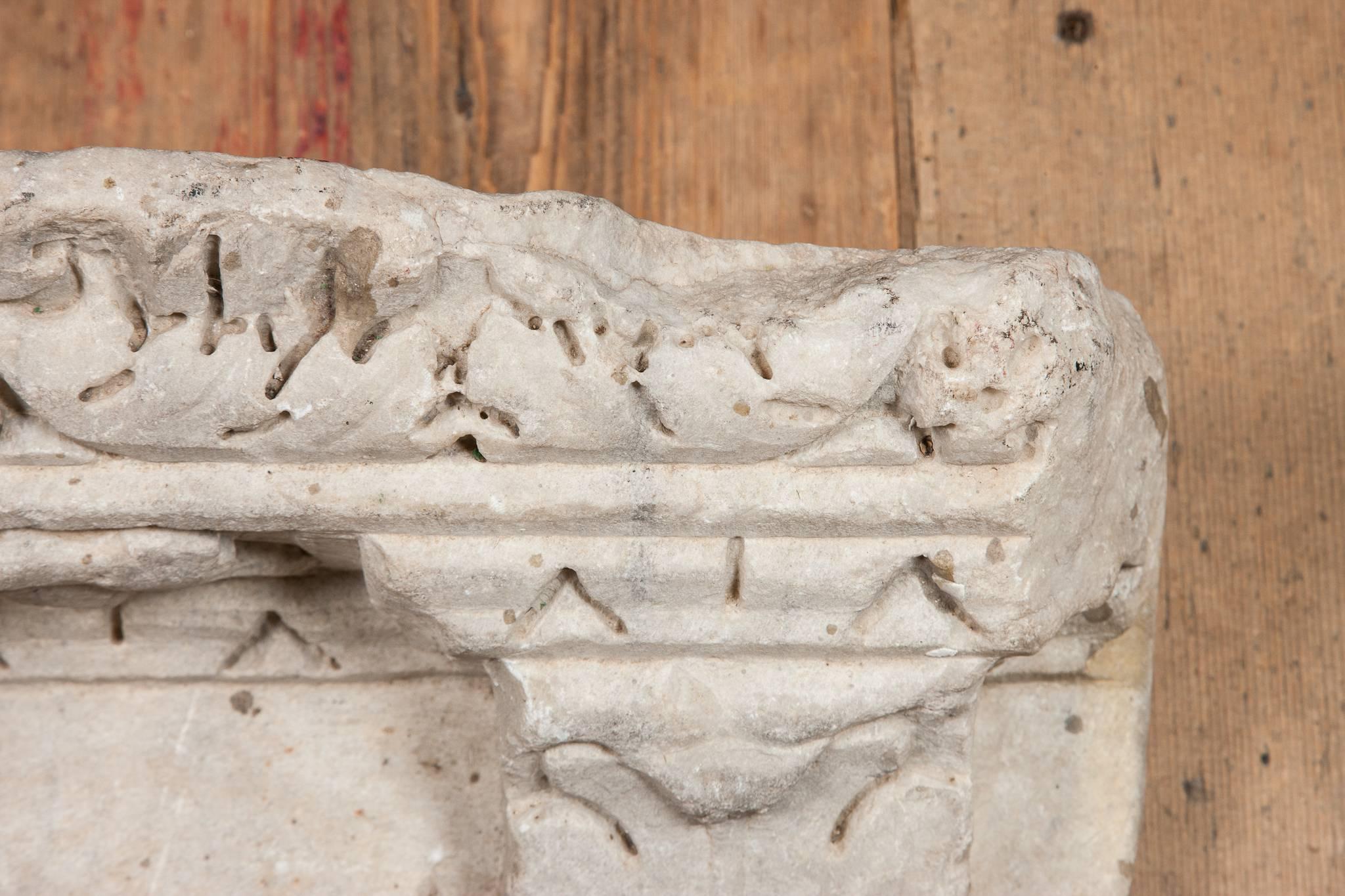 A piece of Roman stone cornicing, circa 200 BC.