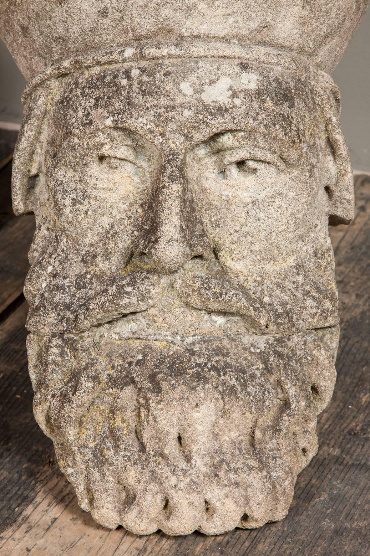 A 19th century limestone head.