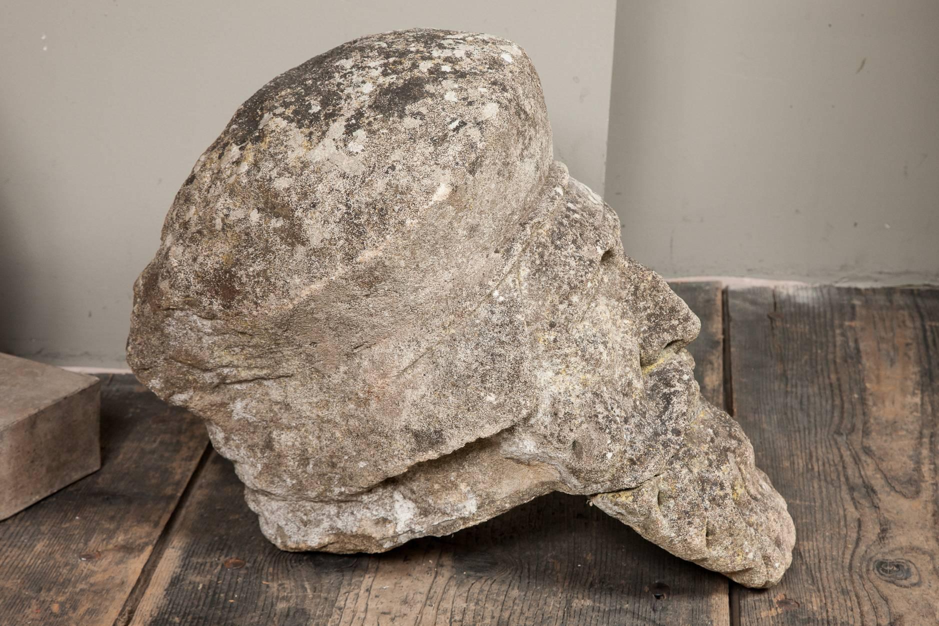 19th Century Limestone Head In Excellent Condition In London, GB