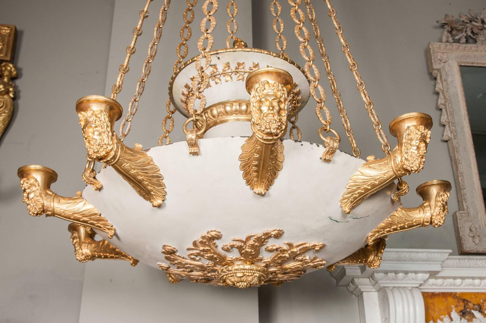 Spectacular Bronze and Painted Tole Chandelier 2