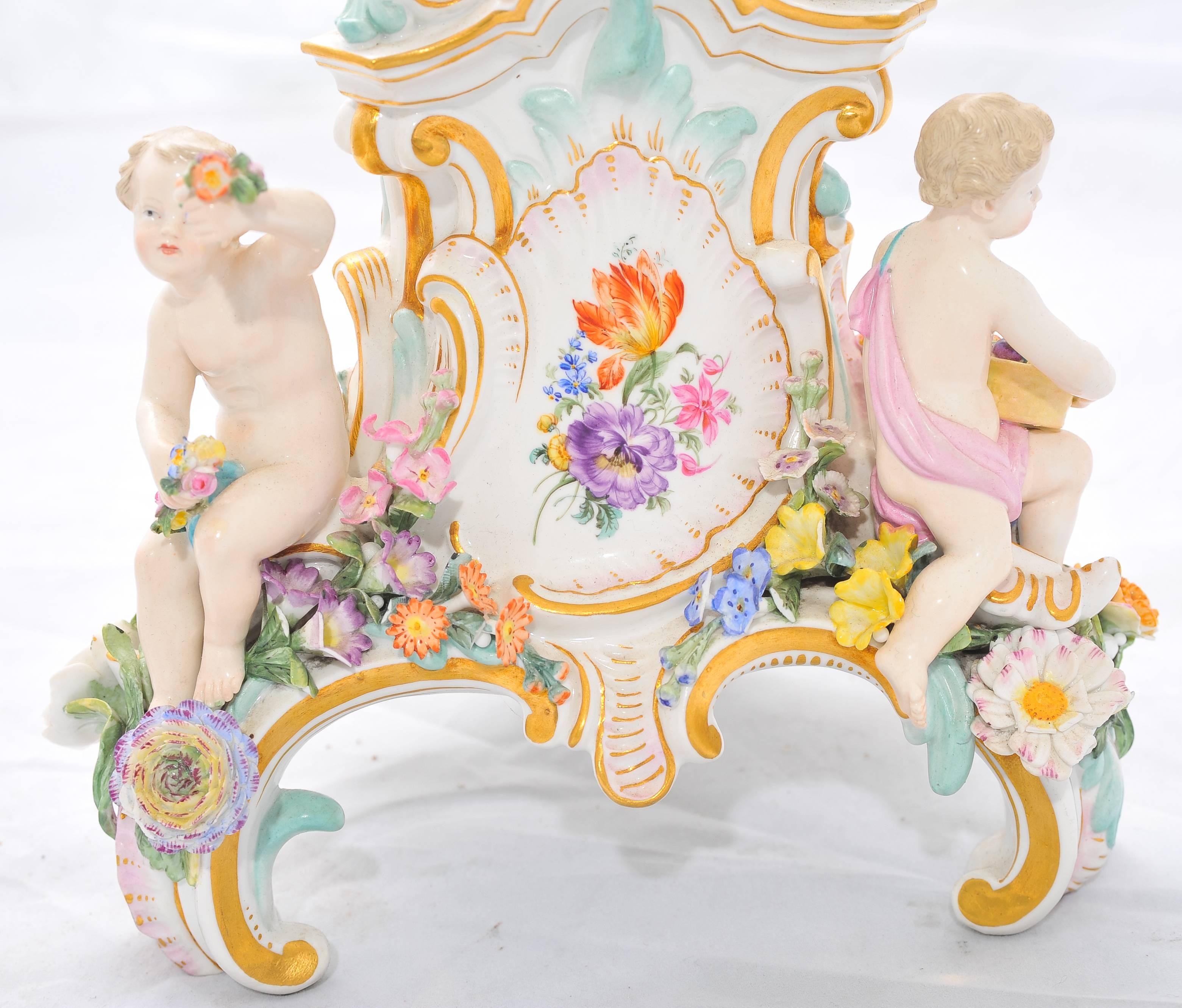 Large 19th Century Meissen Candelabra In Good Condition In Brighton, Sussex