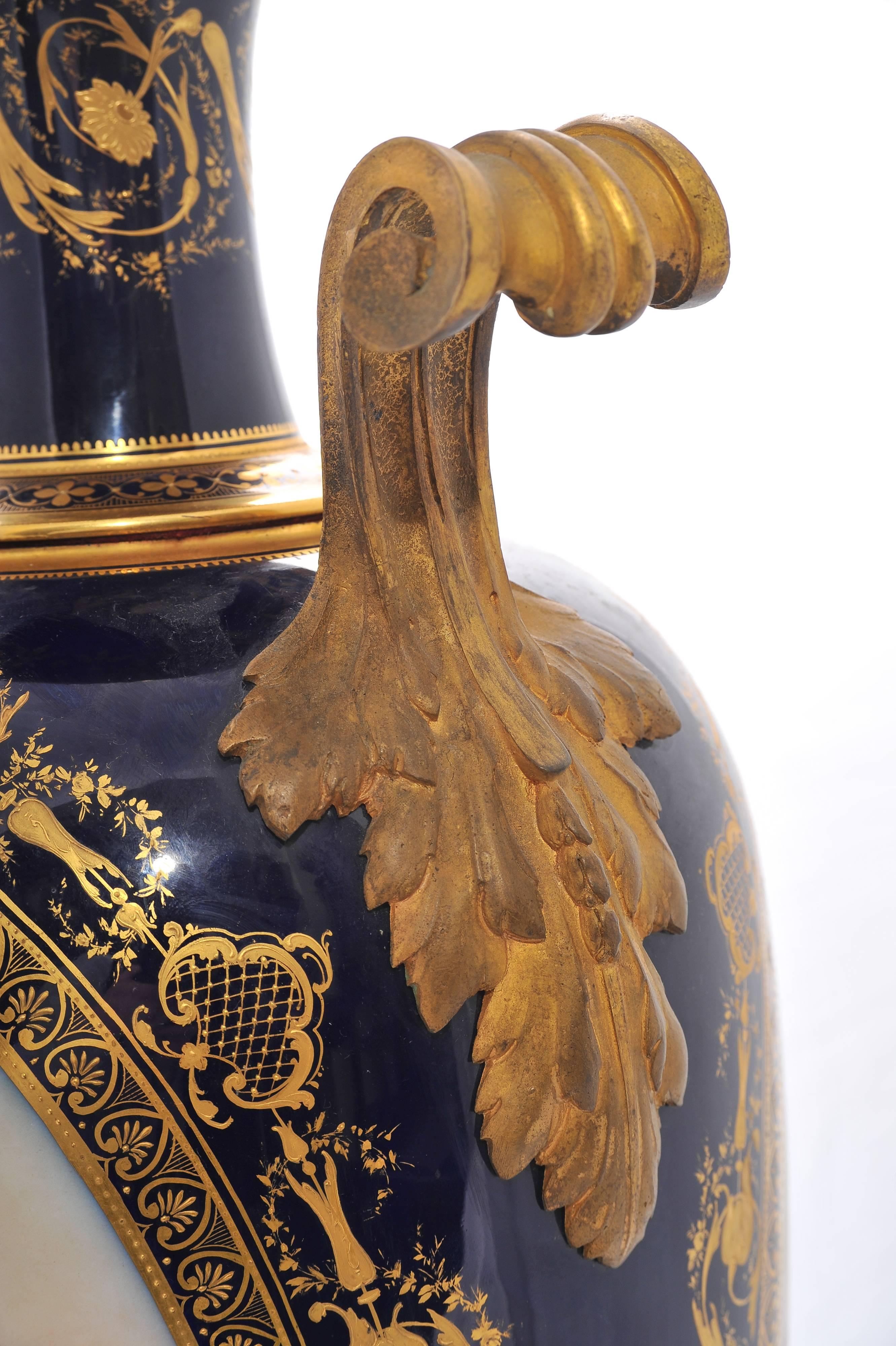 Hand-Painted Large 19th Century Sevres Vase For Sale