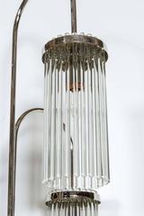 Tall Pair of Polished Nickel and Glass Rod Modernist Table Lamps