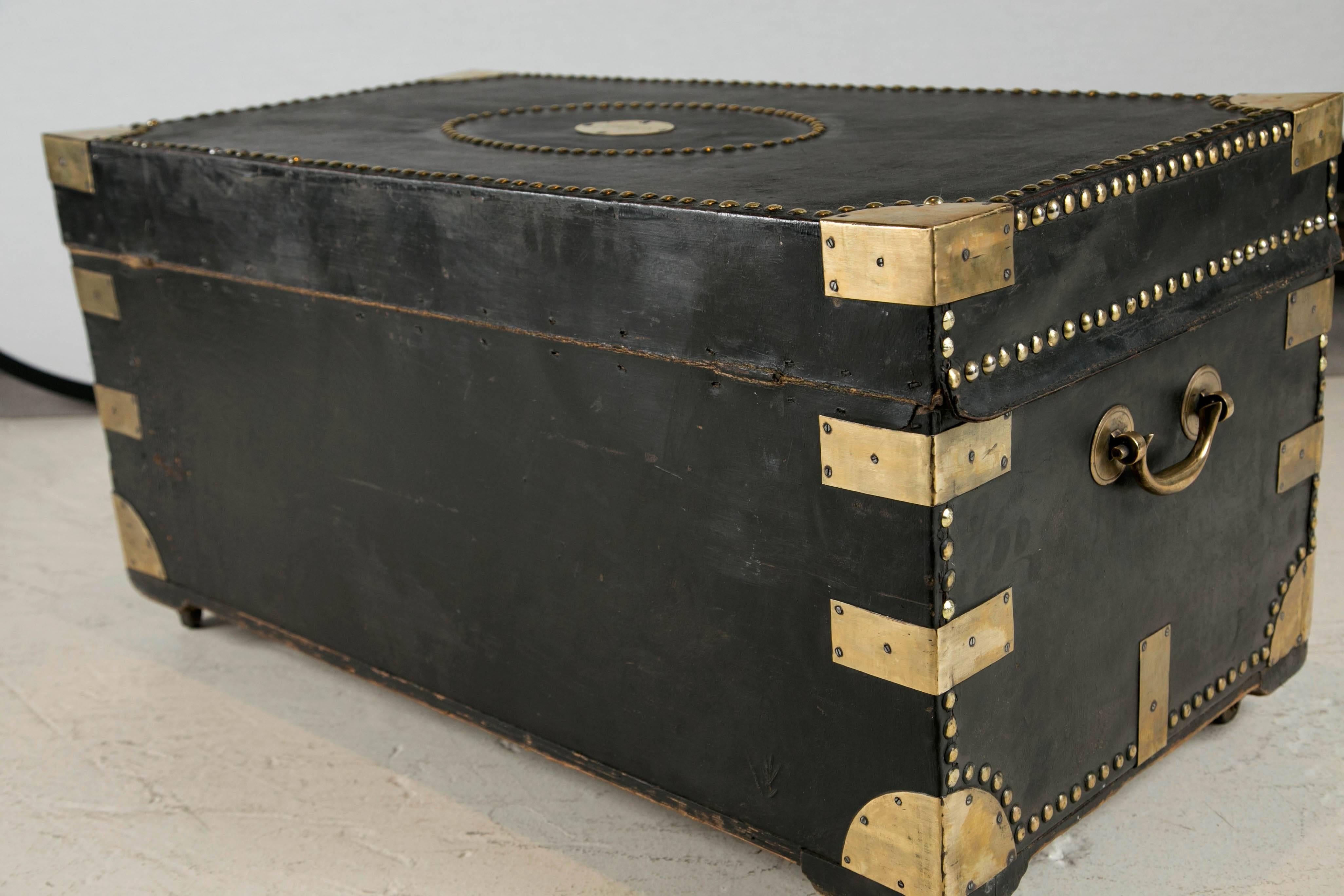 Campaign Military Leather Trunk, circa 19th Century 1