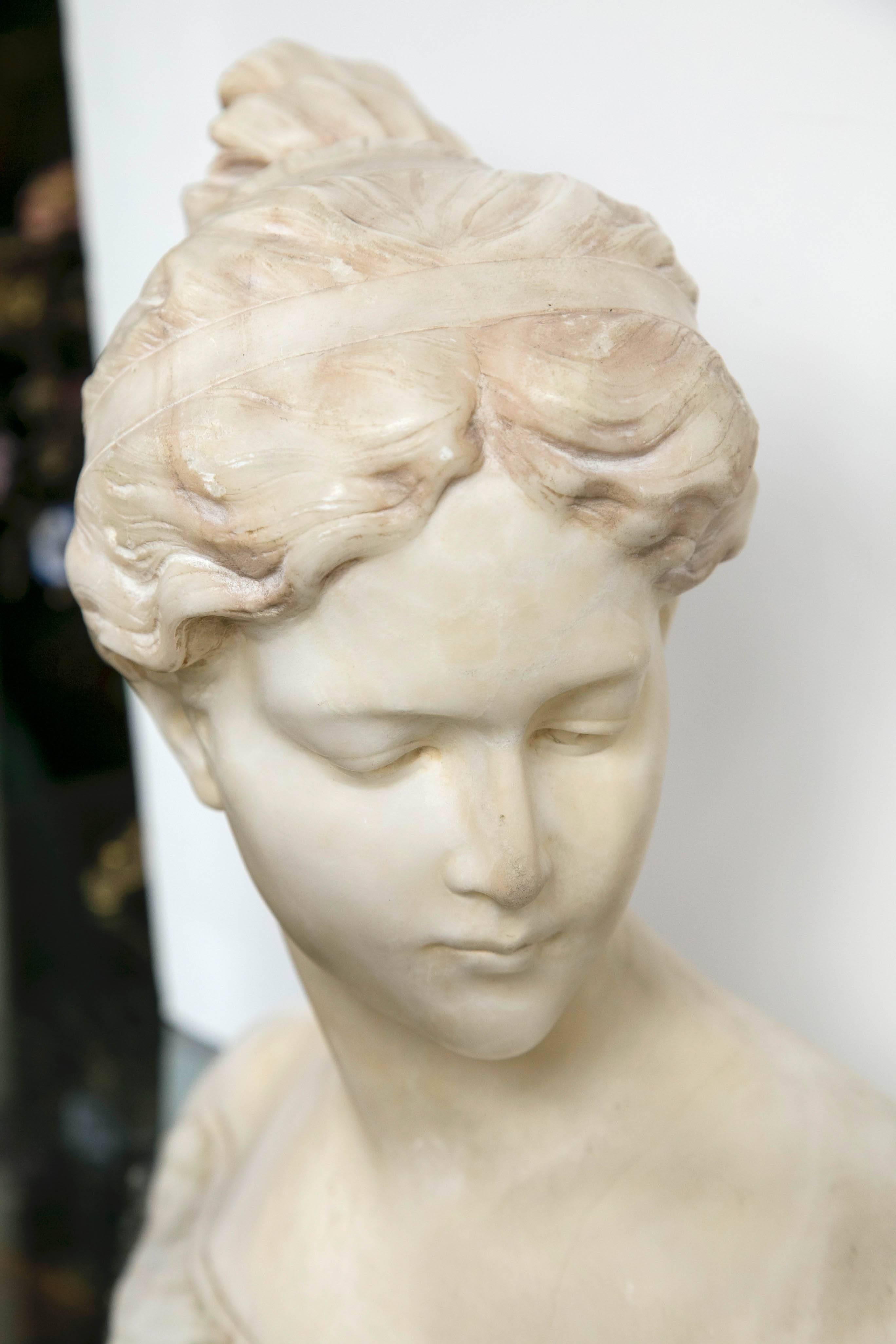 Italian Signed Marble Bust, Poesie