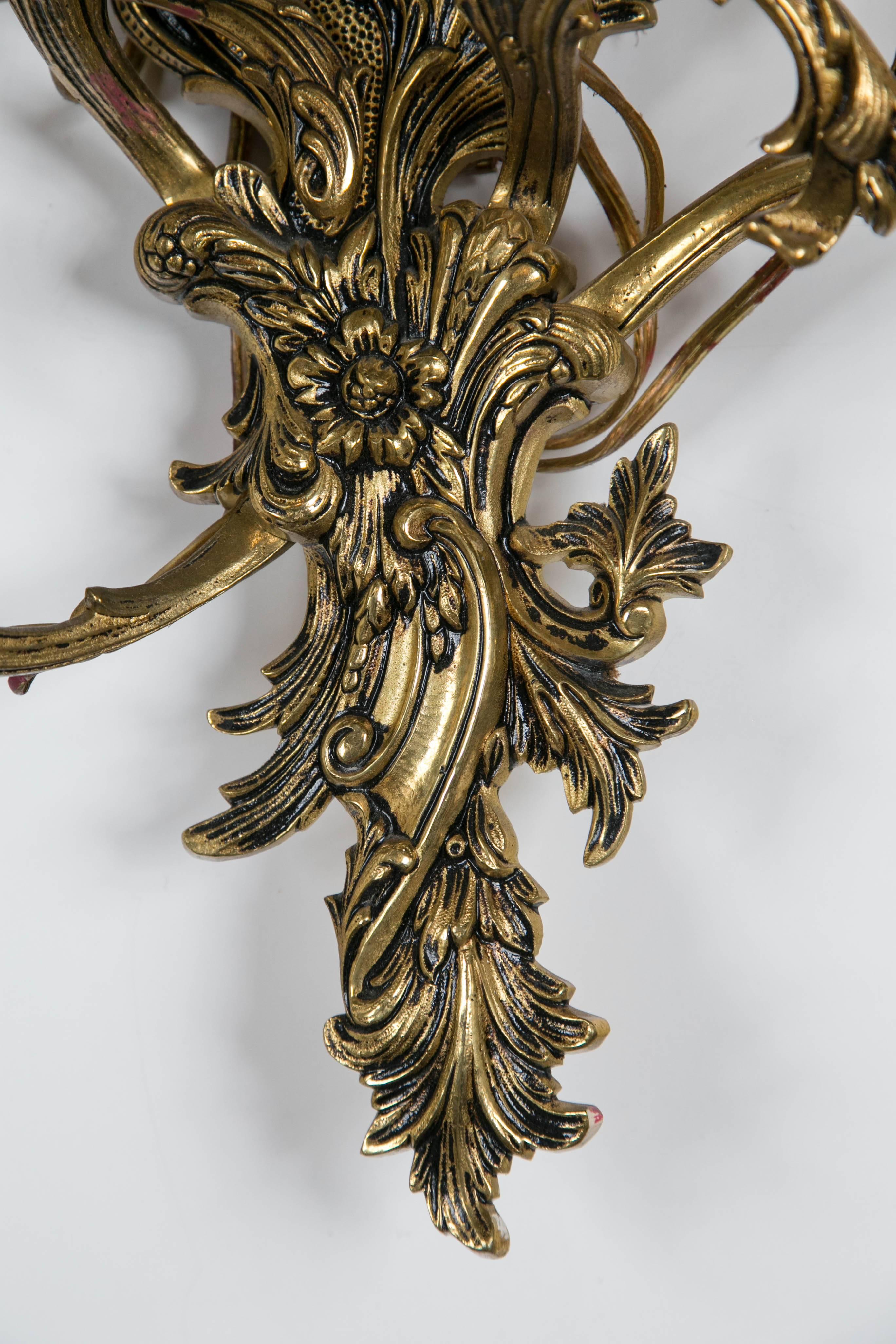Pair of Lacquered Bronze Seven-Light Sconces In Excellent Condition For Sale In Woodbury, CT