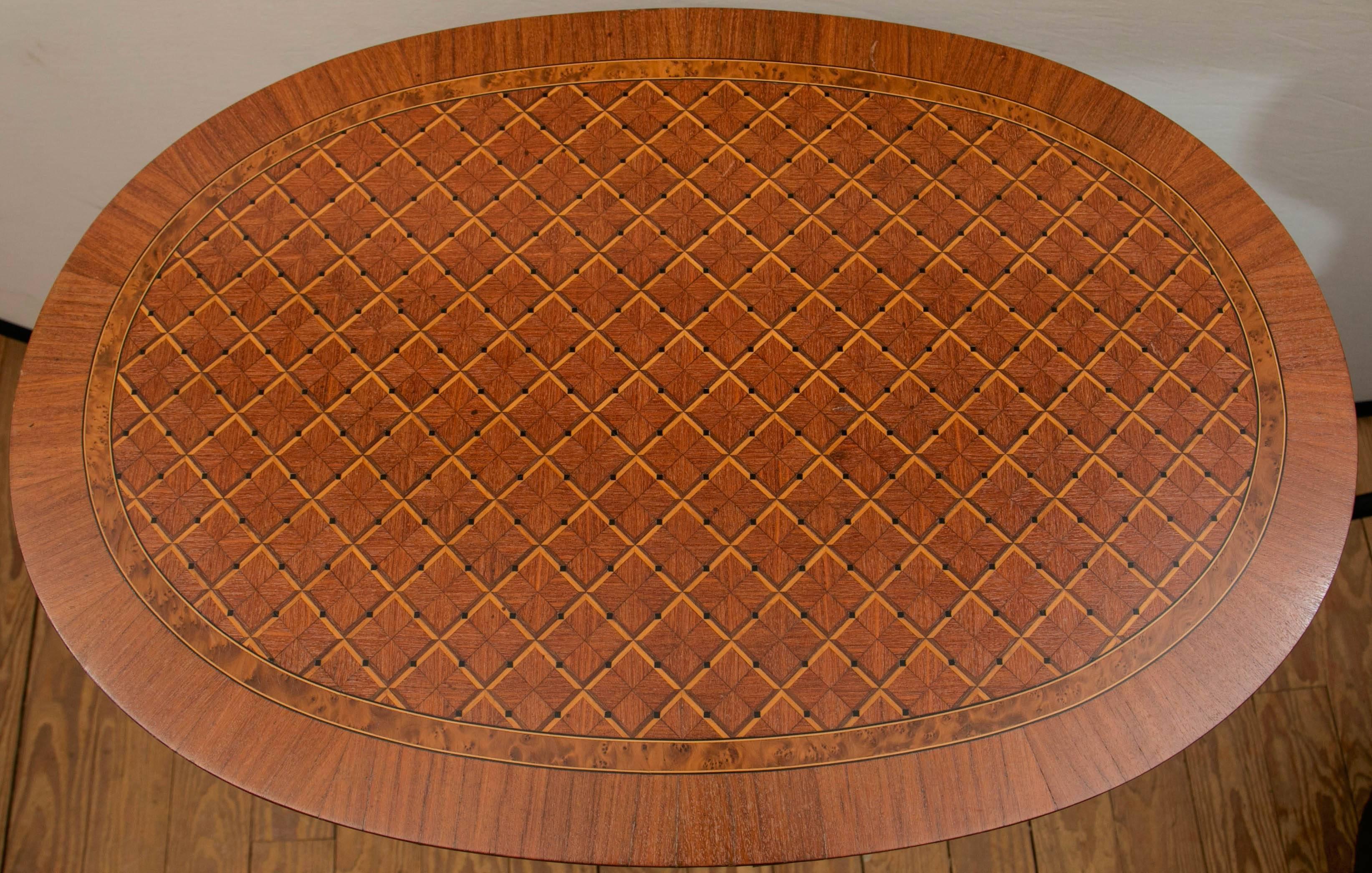 French Two-Tier Parquetry Side or End Table For Sale