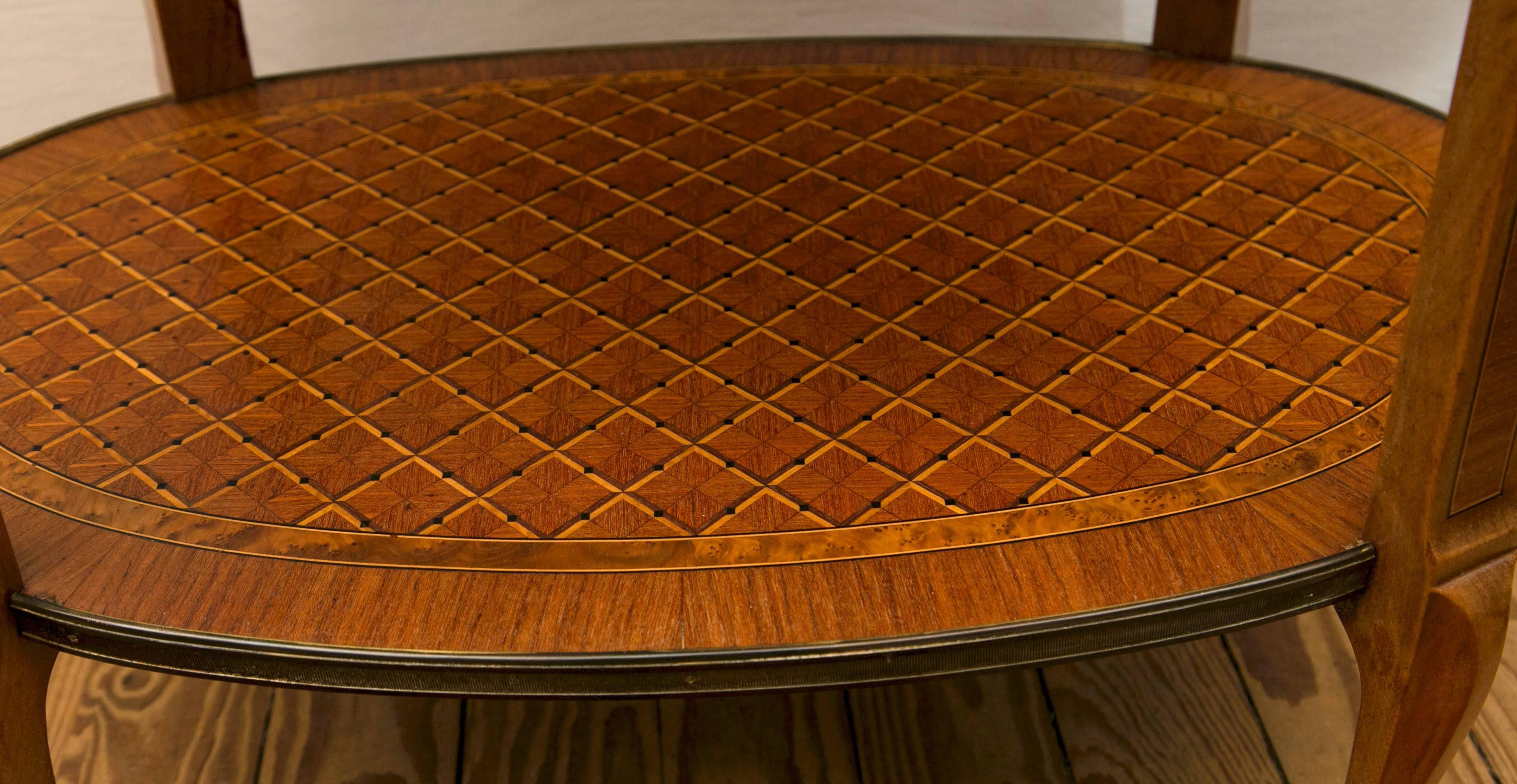 20th Century Two-Tier Parquetry Side or End Table For Sale