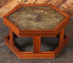 John Keal for Brown Saltman Hexagon End Table, Rare Extra Low Version