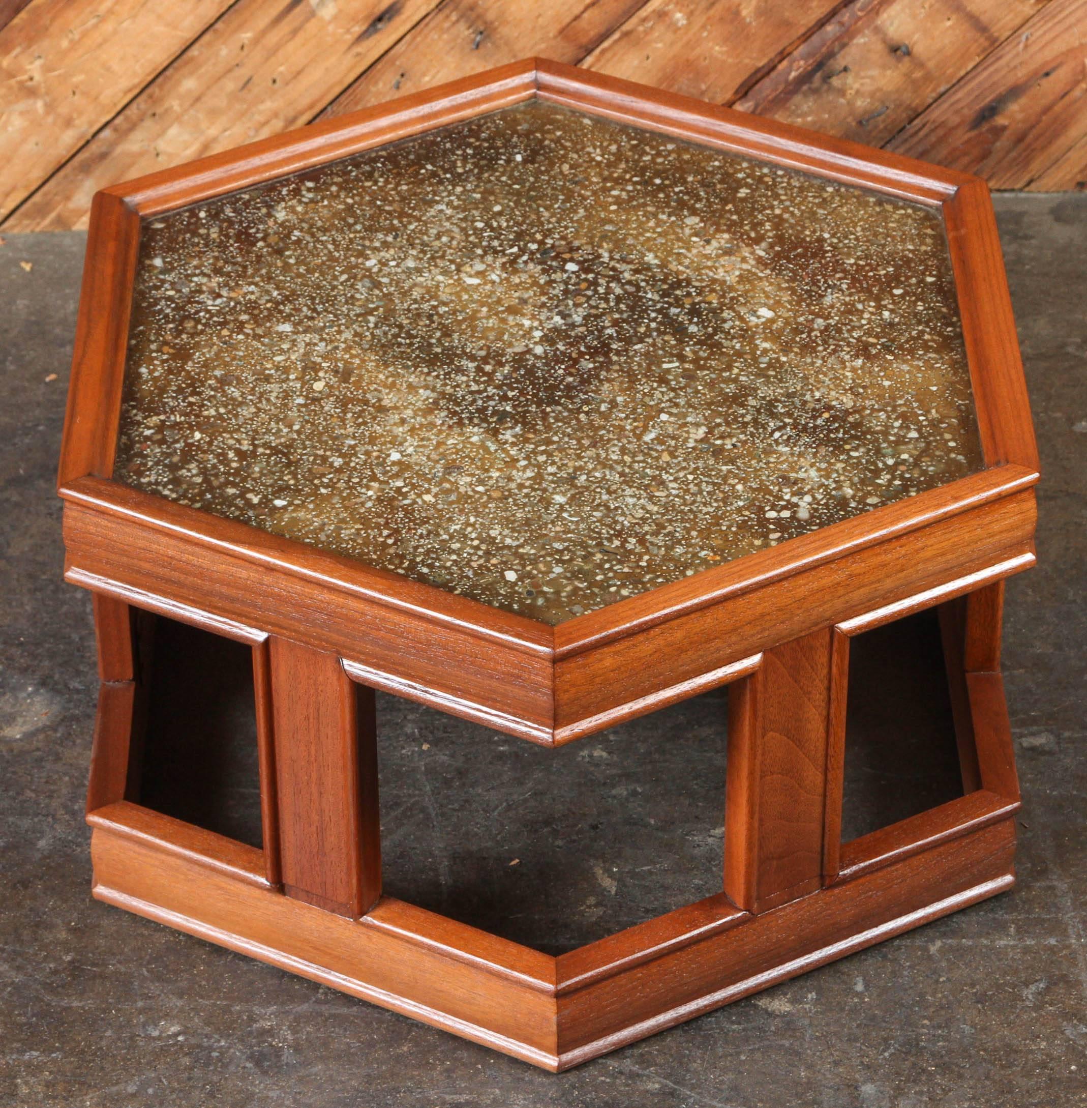 American John Keal for Brown Saltman Hexagon End Table, Rare Extra Low Version For Sale