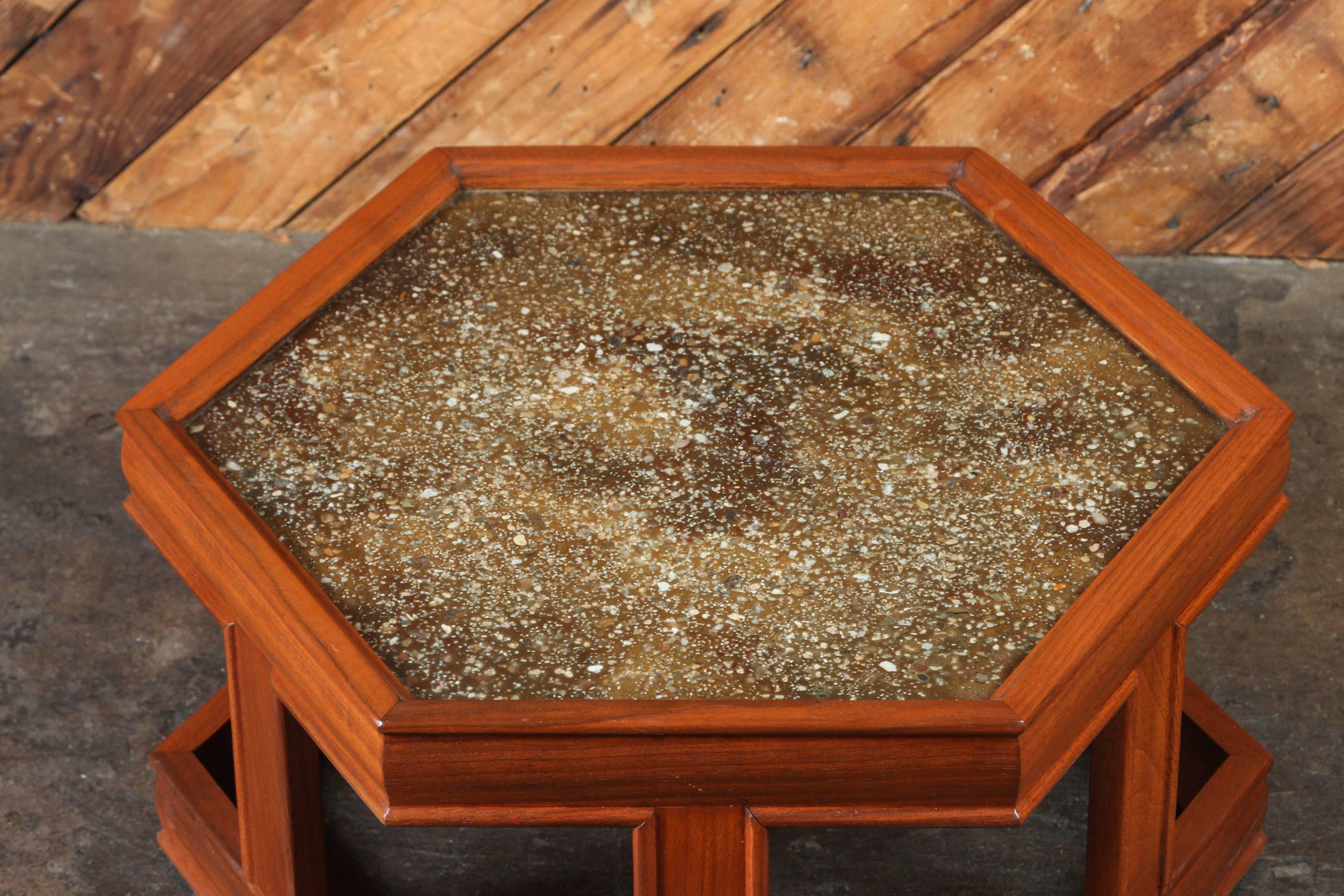 20th Century John Keal for Brown Saltman Hexagon End Table, Rare Extra Low Version For Sale