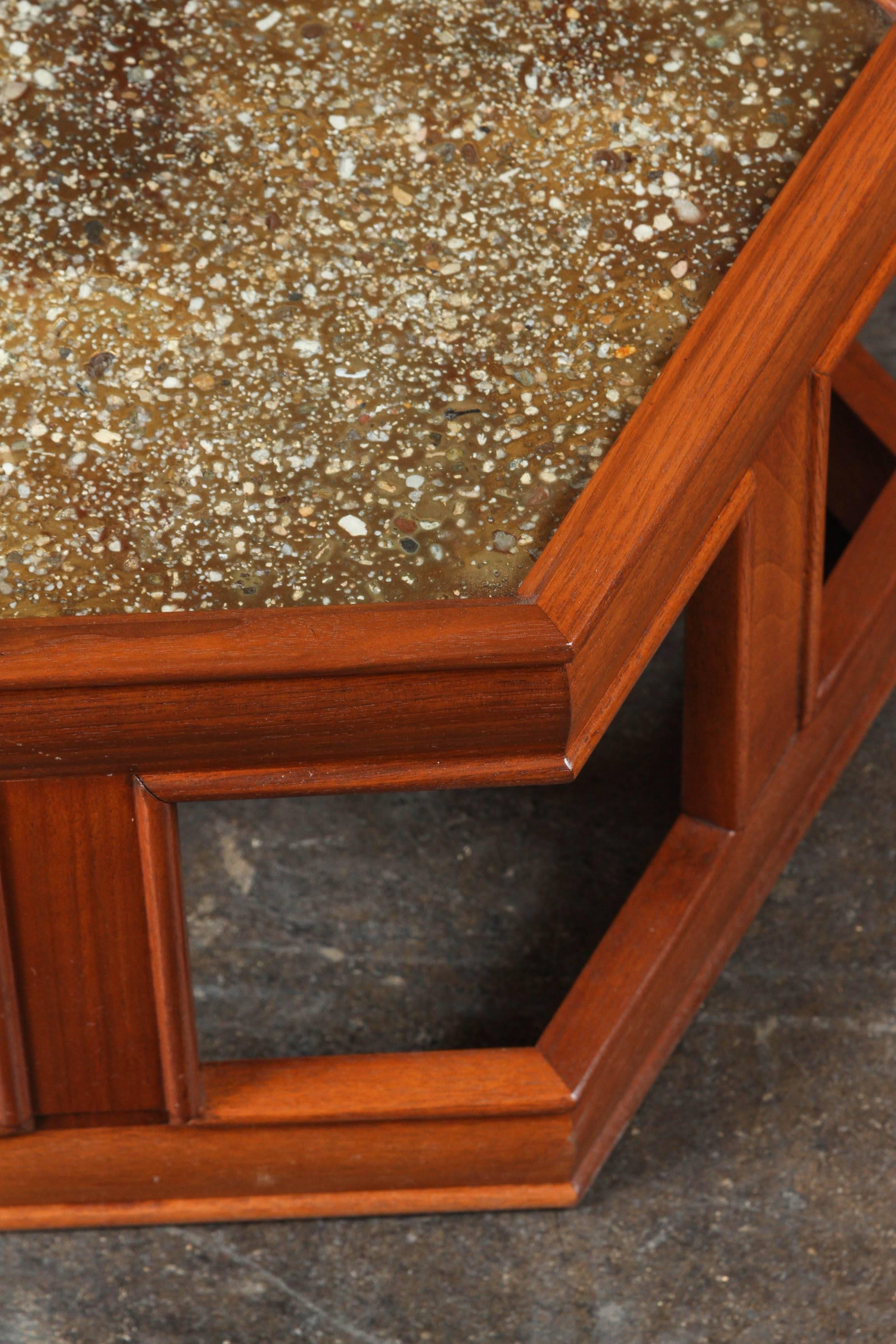 Copper John Keal for Brown Saltman Hexagon End Table, Rare Extra Low Version For Sale