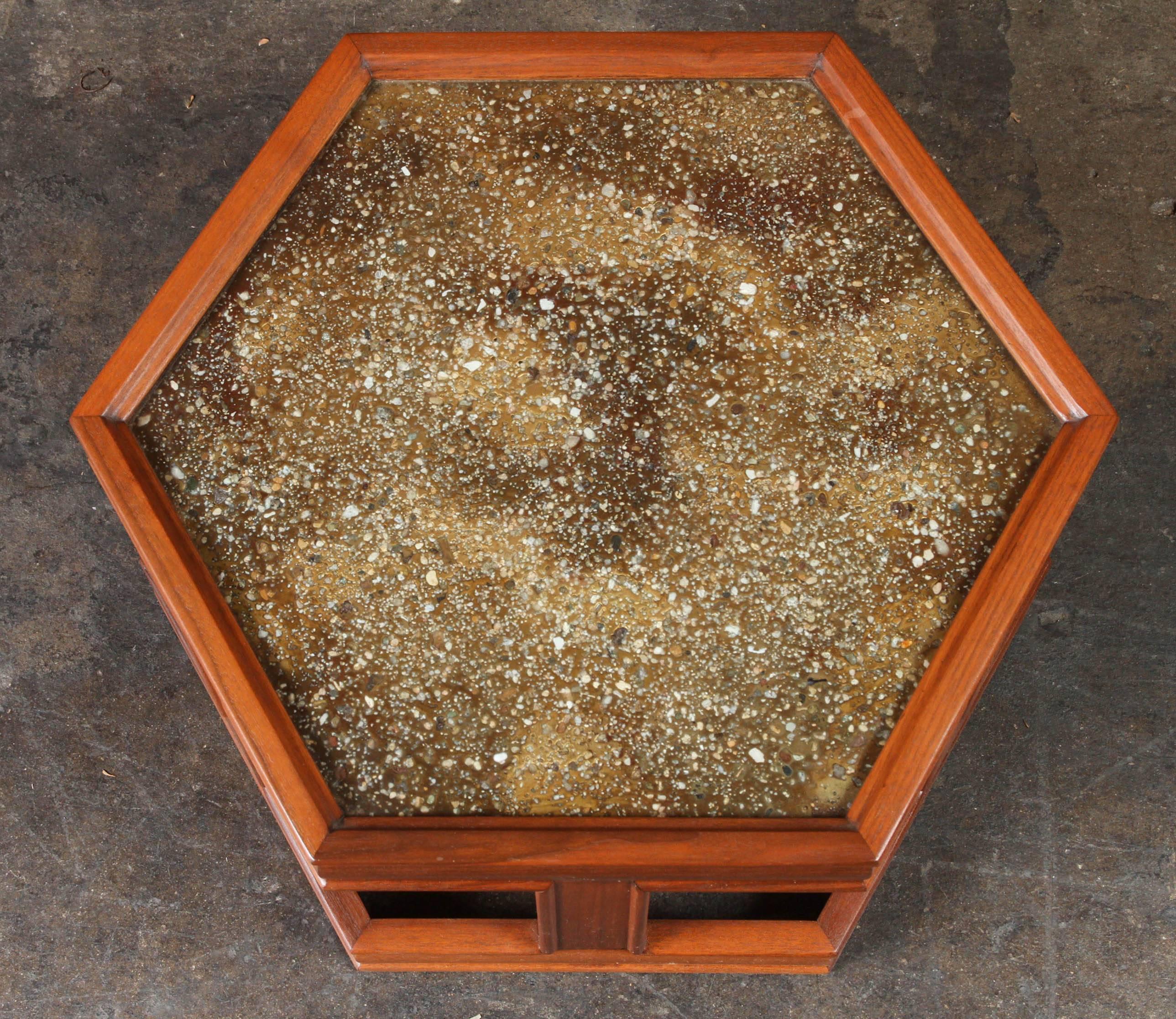John Keal for Brown Saltman Hexagon End Table, Rare Extra Low Version For Sale 1