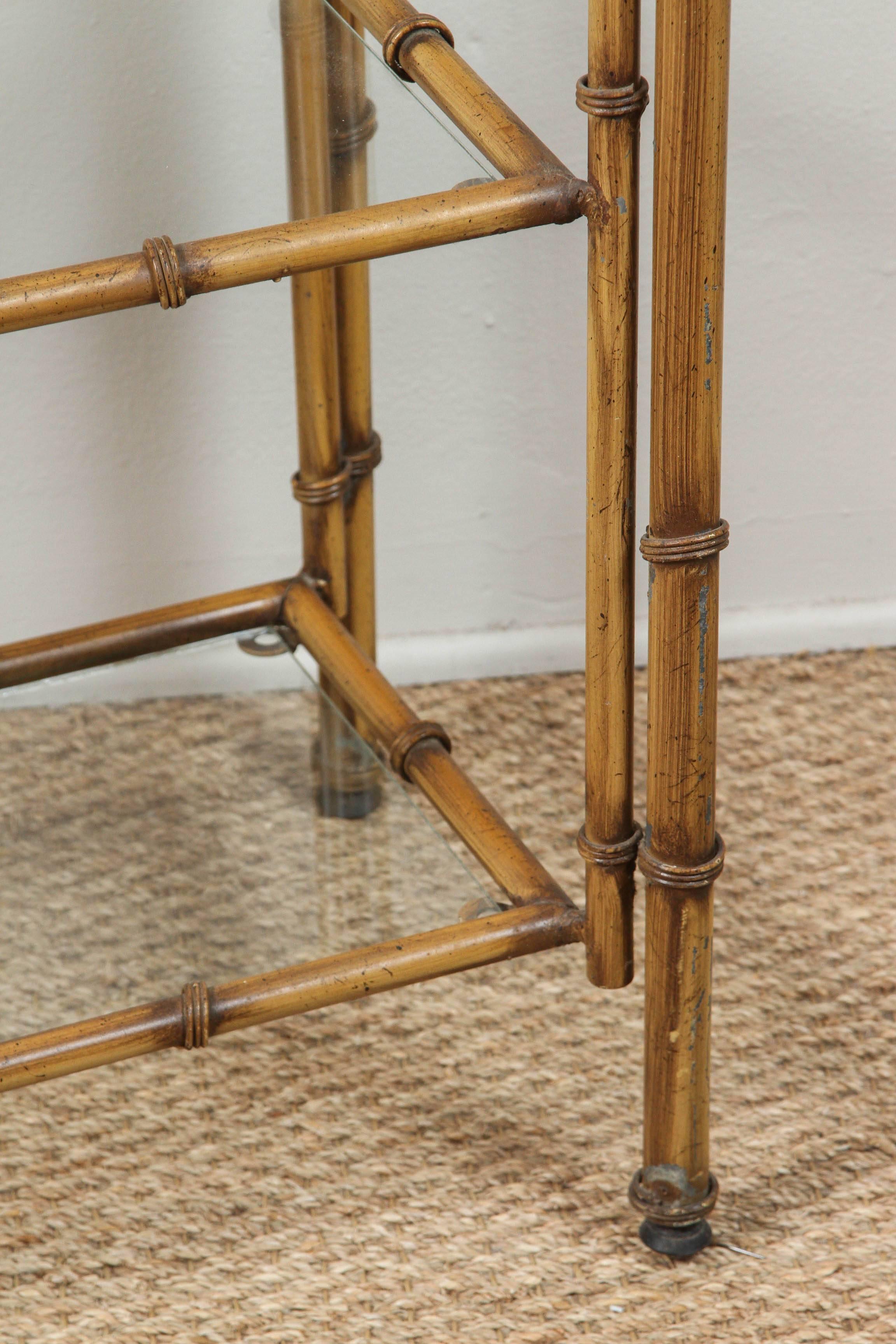 Faux Bamboo Etagere Yellow Bamboo Color In Good Condition For Sale In Los Angeles, CA