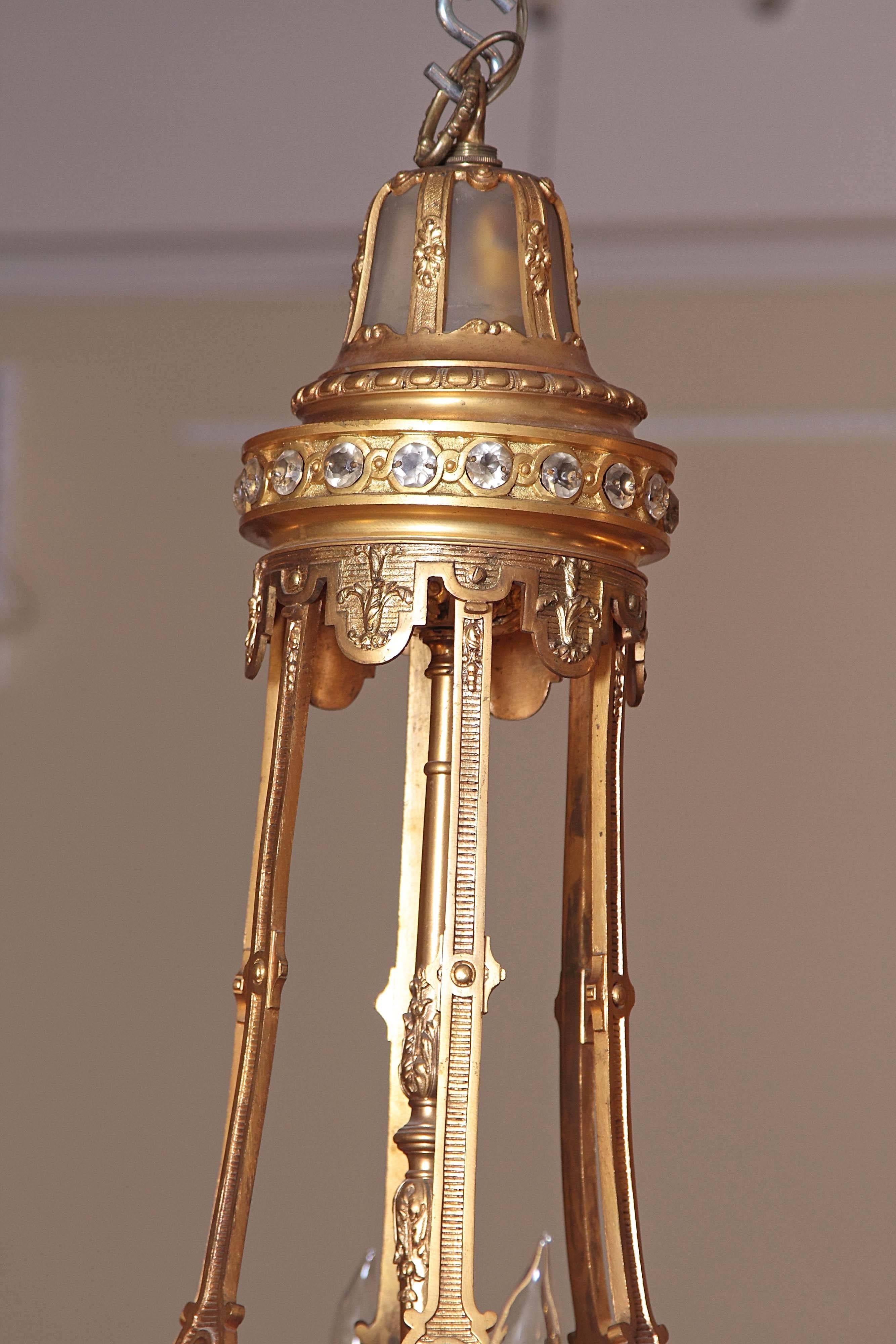 19th Century French Louis Philippe Gilt Bronze and Crystal Chandelier 2