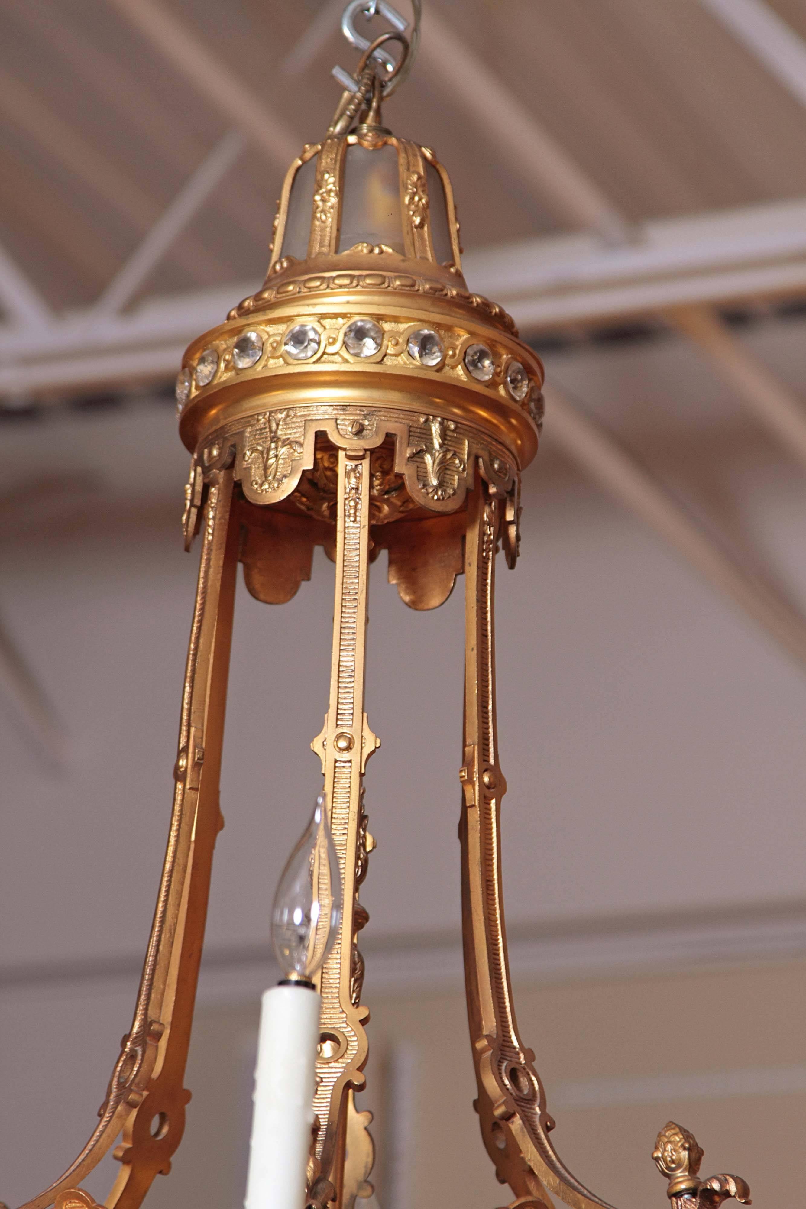 19th Century French Louis Philippe Gilt Bronze and Crystal Chandelier 3
