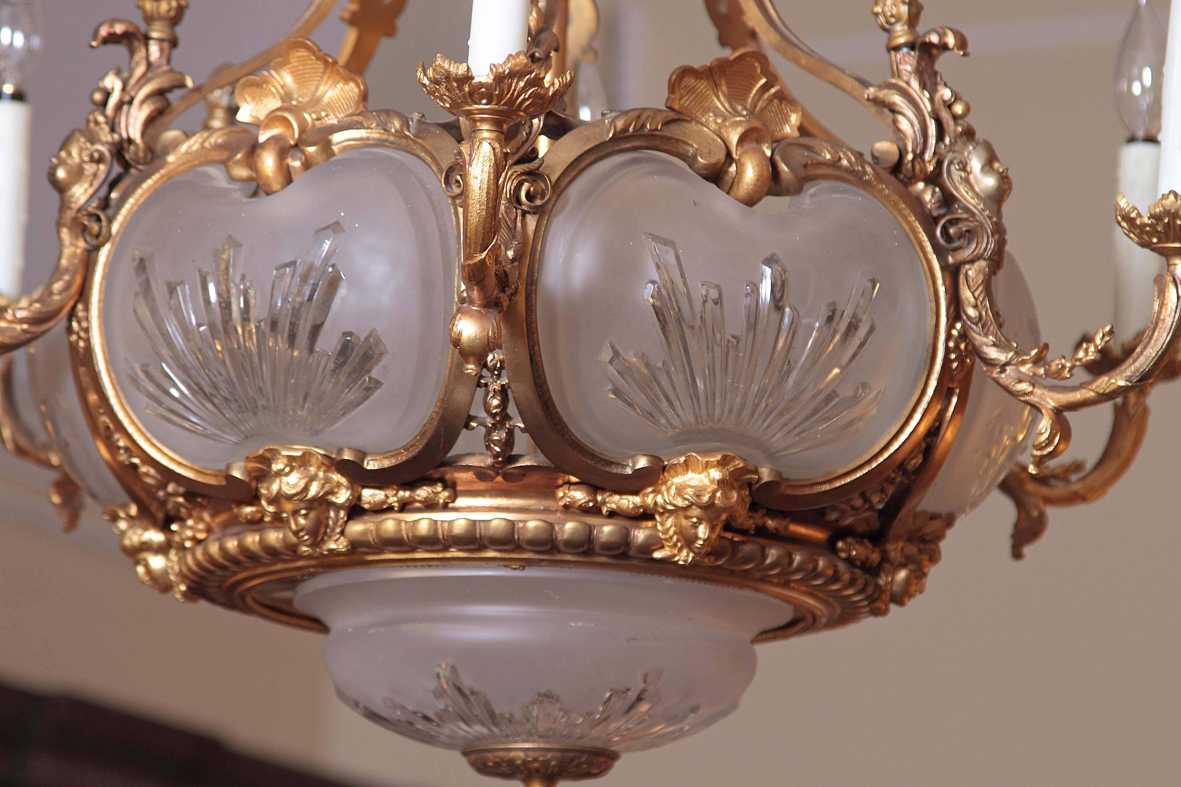 19th Century French Louis Philippe Gilt Bronze and Crystal Chandelier 4