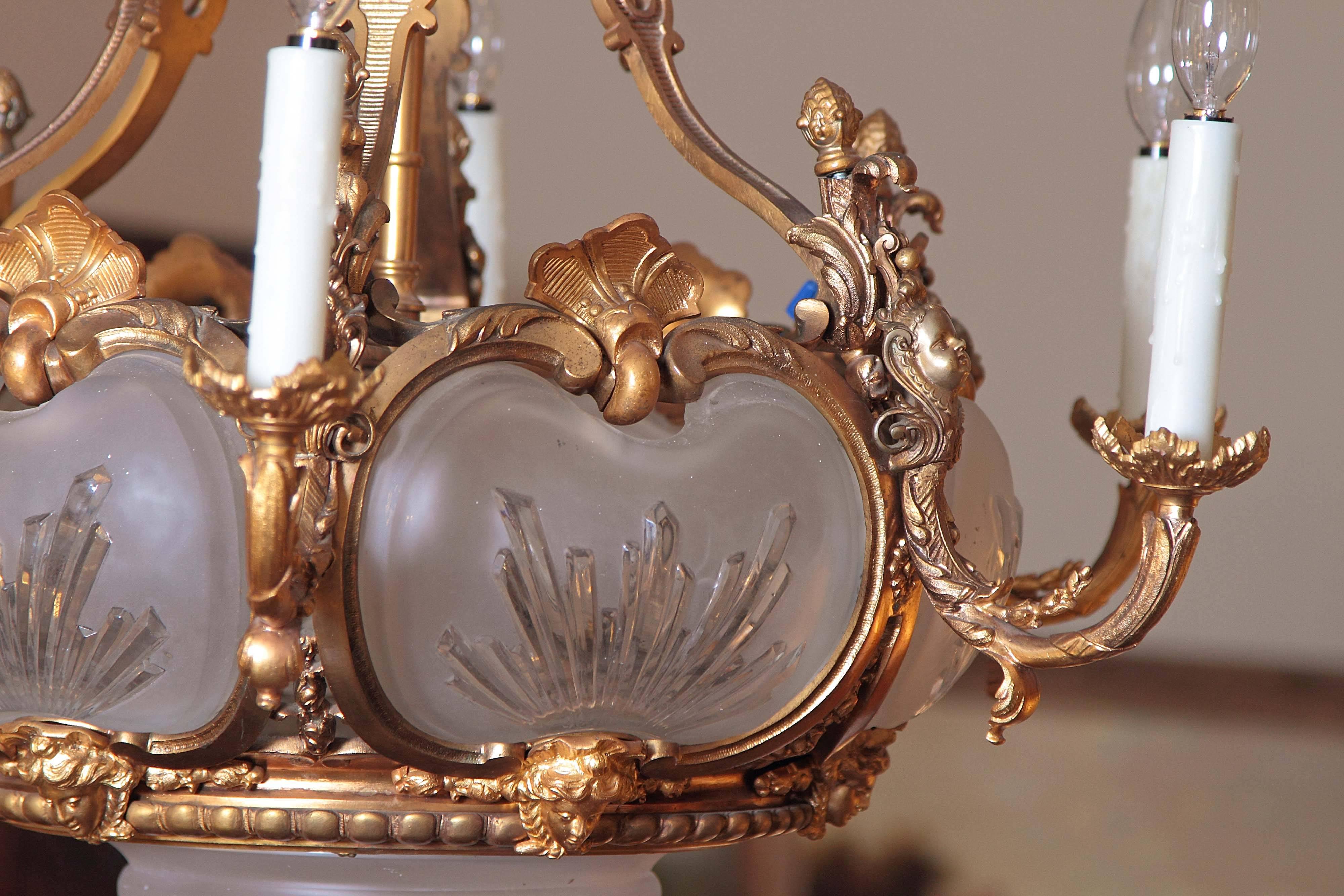 19th Century French Louis Philippe Gilt Bronze and Crystal Chandelier 6