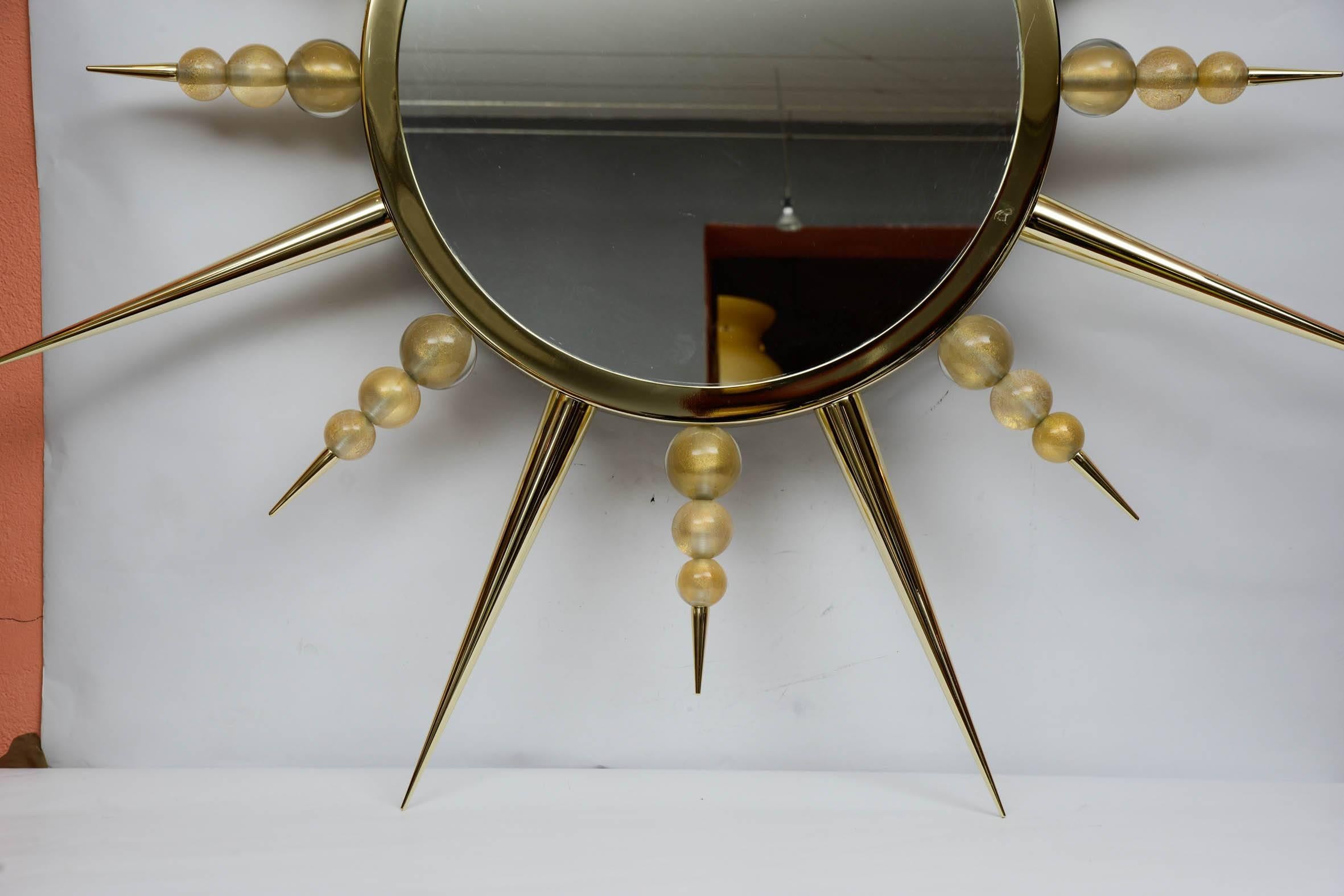Awesome brass mirror with Murano glass balls.
Possibility of second one.