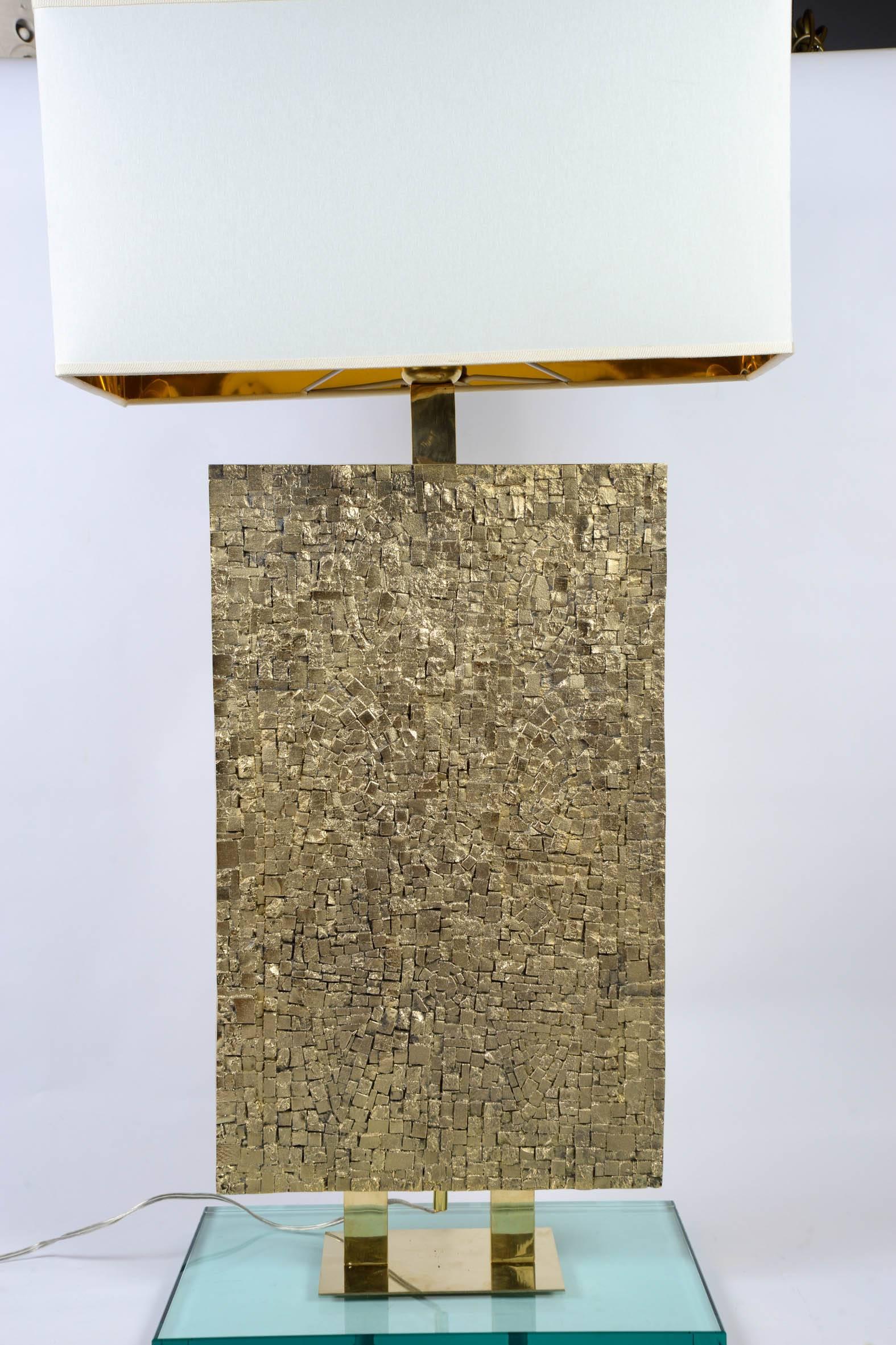 Mid-Century Modern Tall Bronze, Brass and Glass Table Lamps