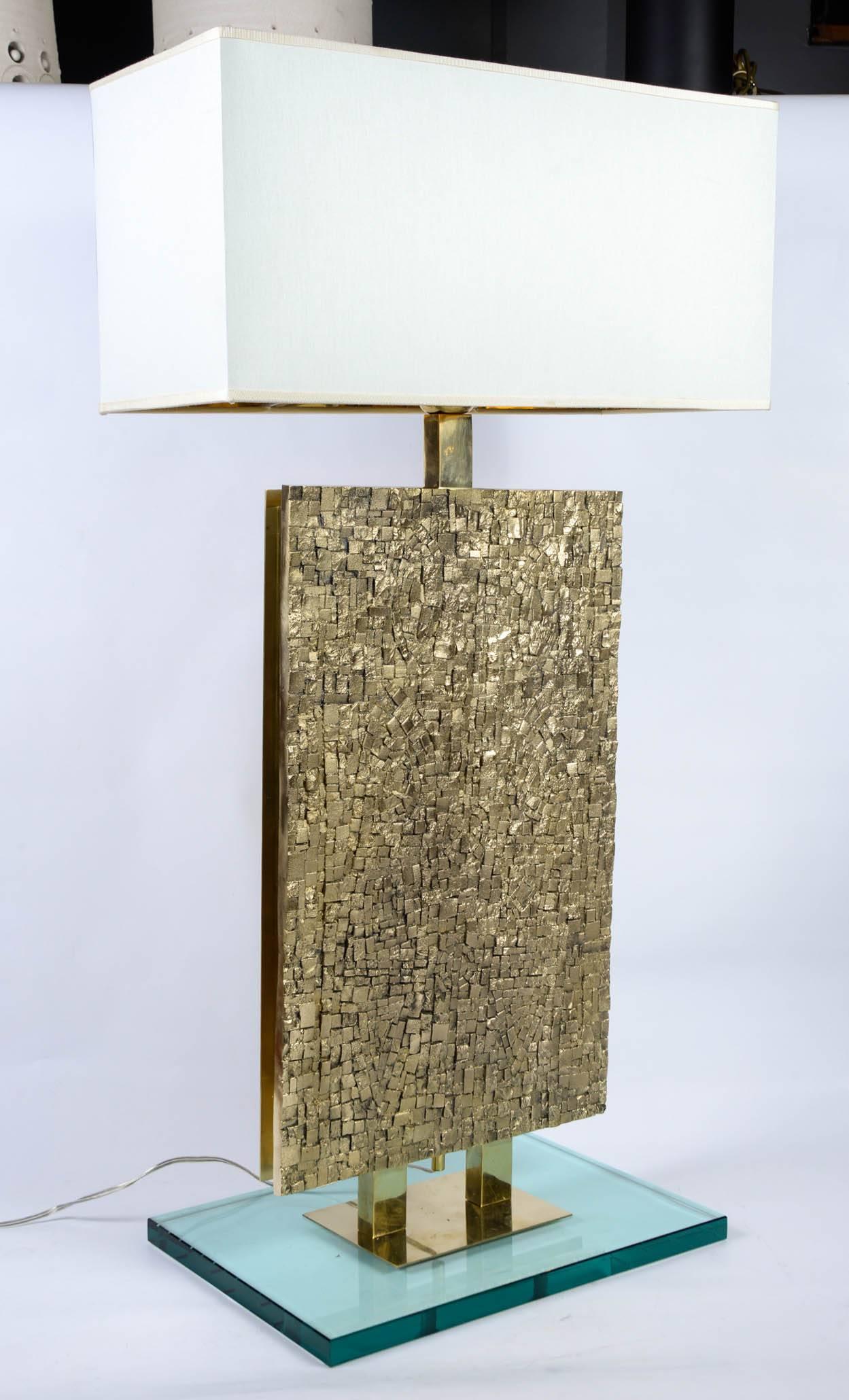 Italian Tall Bronze, Brass and Glass Table Lamps