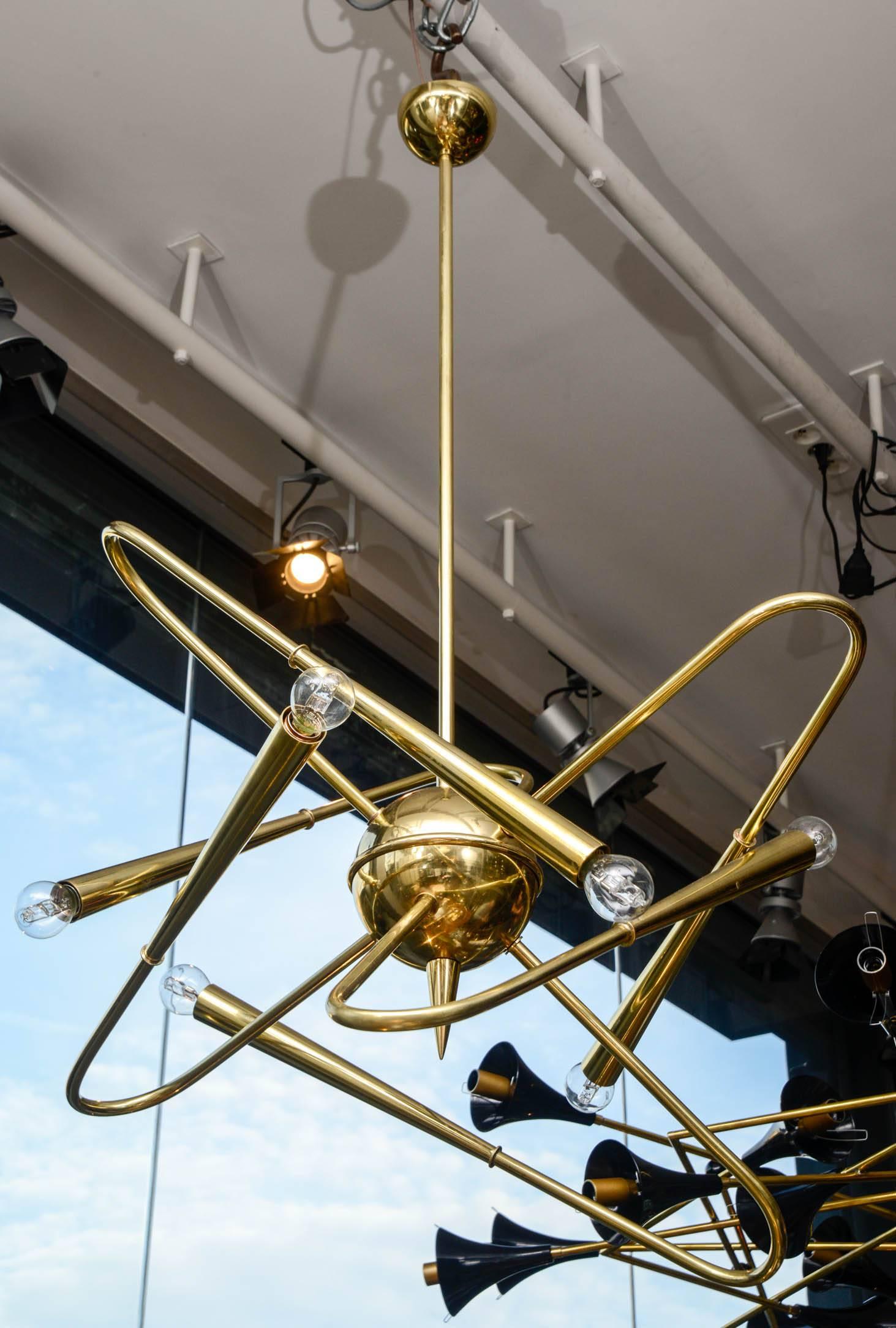 Late 20th Century Unusual Brass Sputnik Chandelier