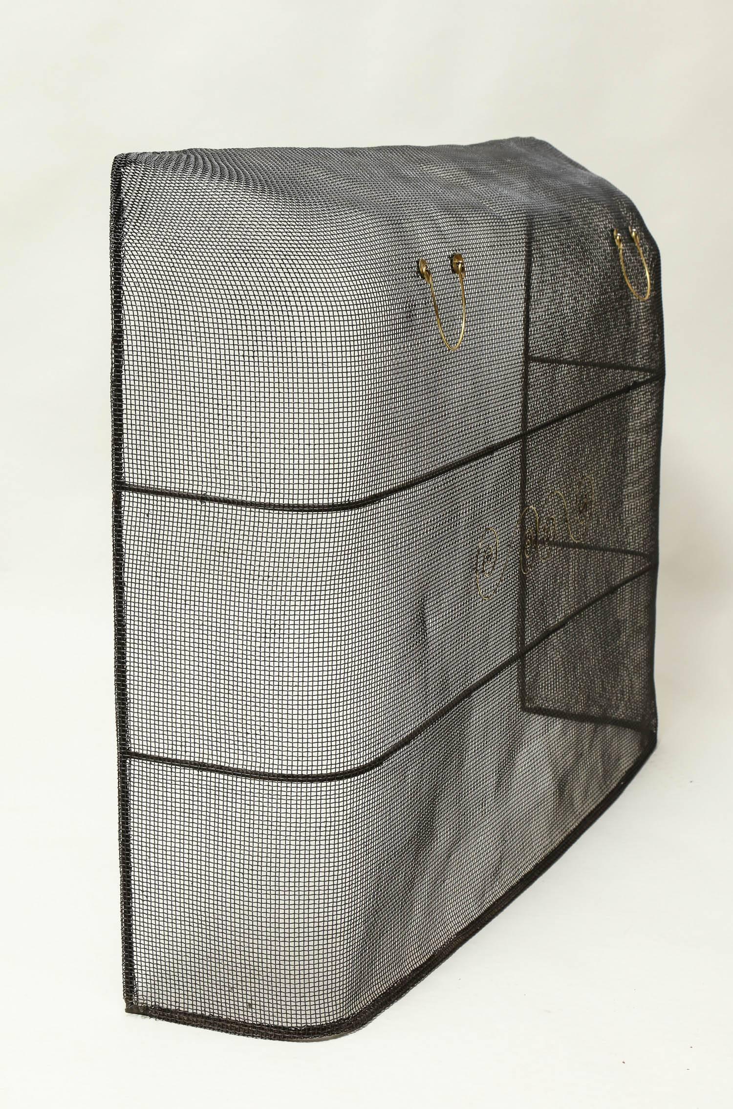 Mid-20th Century Iron Wire and Brass Fire Screen