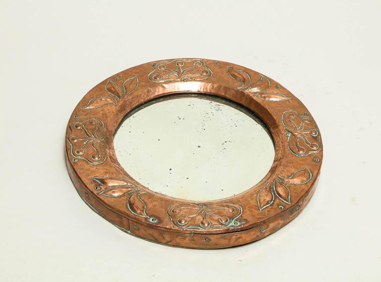 Diminutive Round Copper Mirror For At 1stdibs English Diminutive Round Copper Mirror For