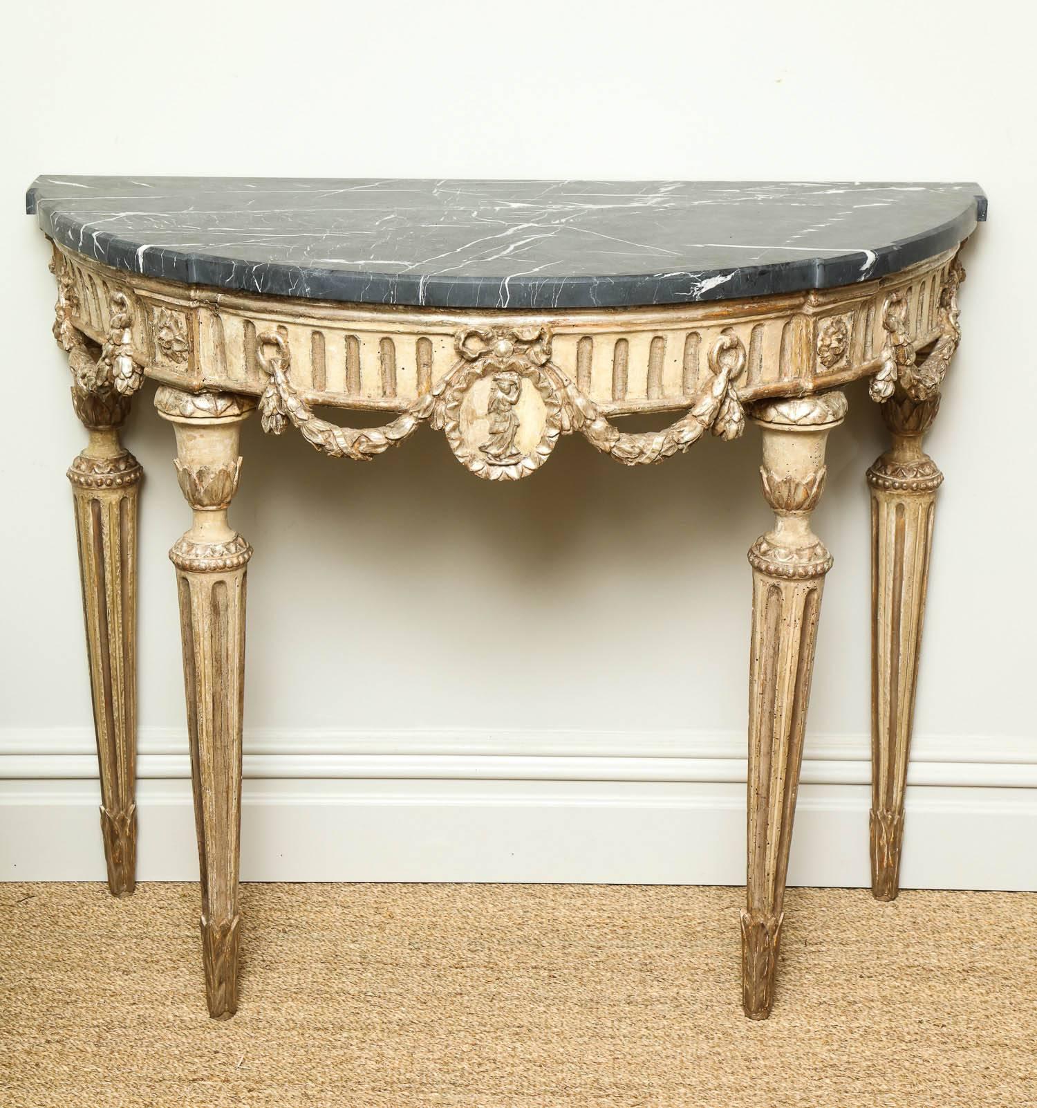 Pair of Italian Neoclassical Console Tables 1