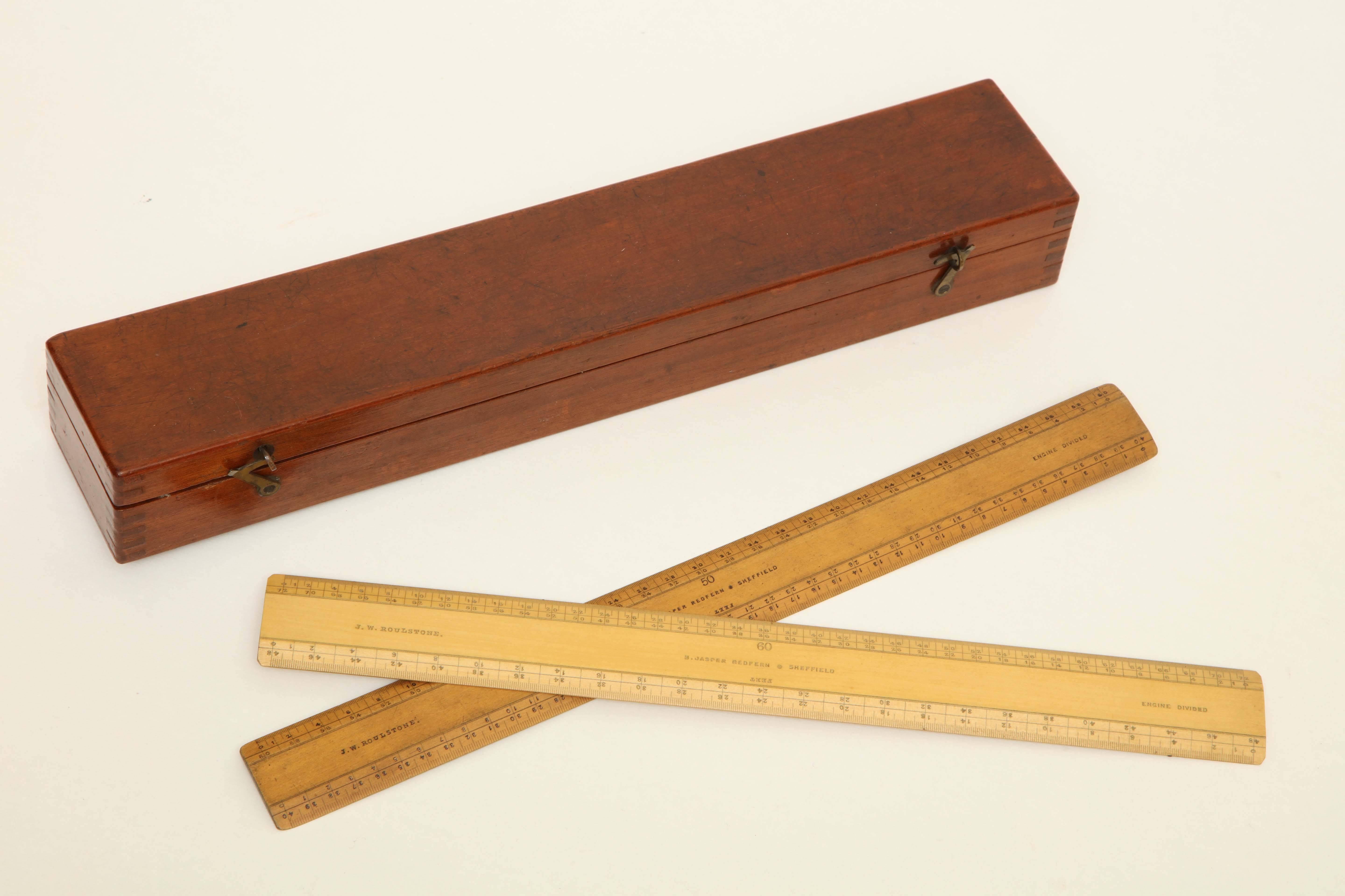English Edwardian Architect's Mahogany Box of Rulers