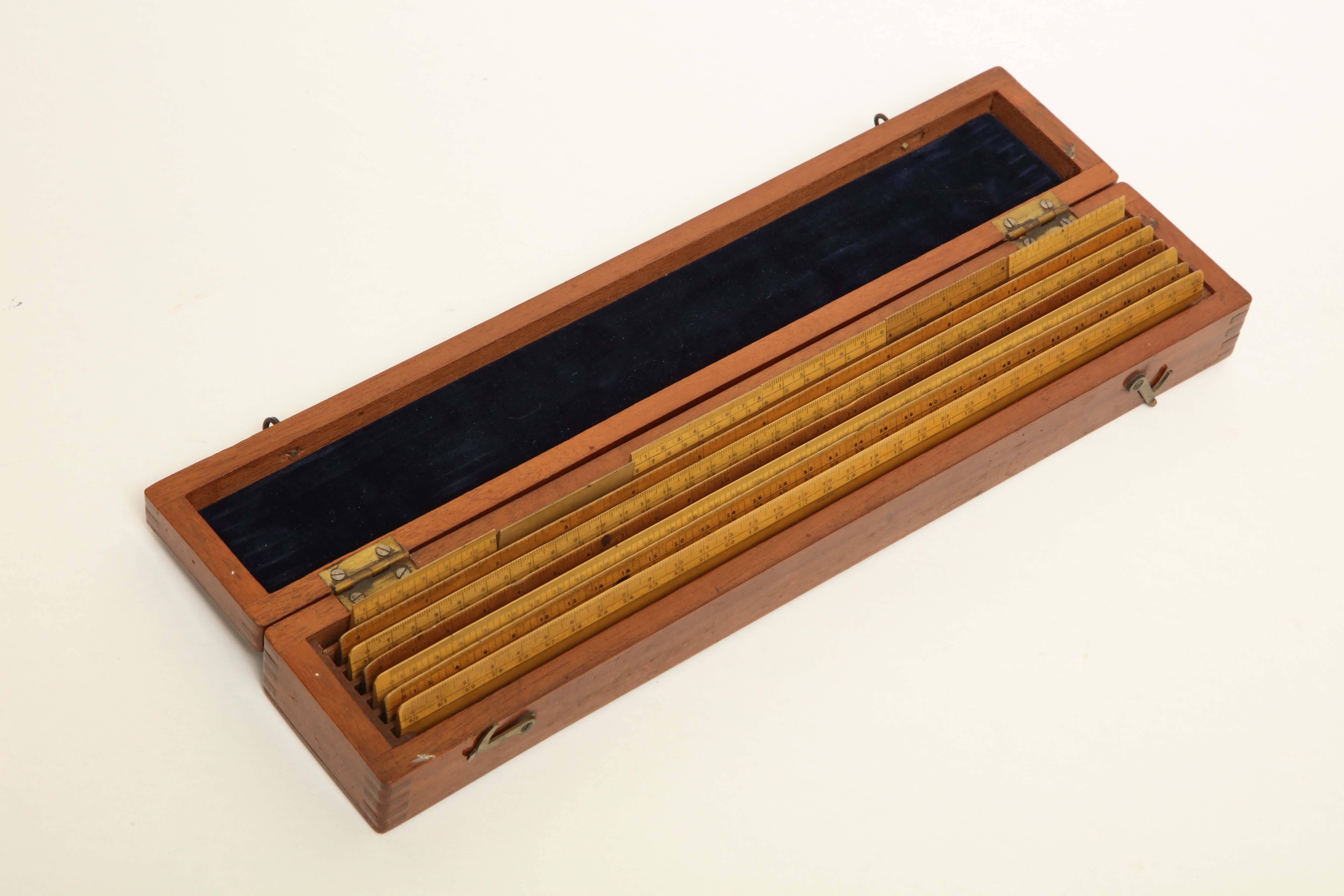 Edwardian Architect's Mahogany Box of Rulers In Excellent Condition In New York, NY