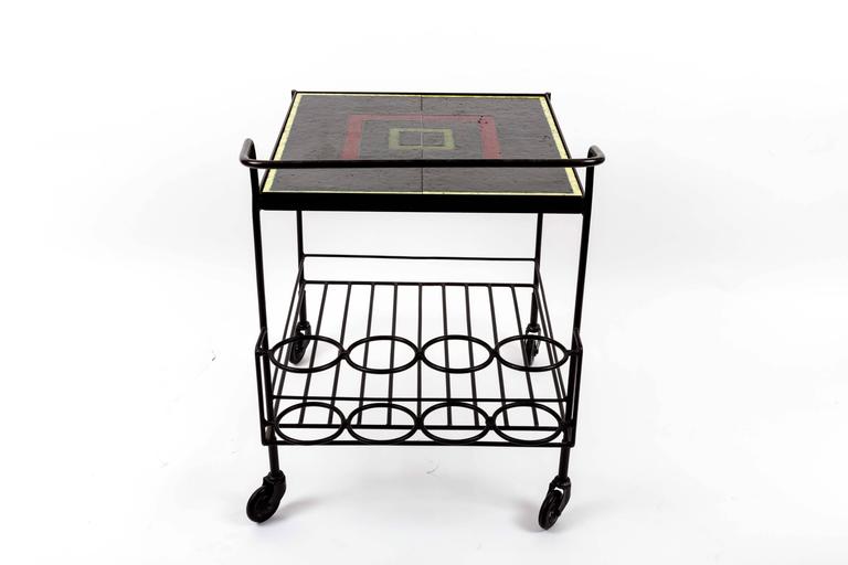 Metal and Tile Bar Cart For Sale at 1stdibs