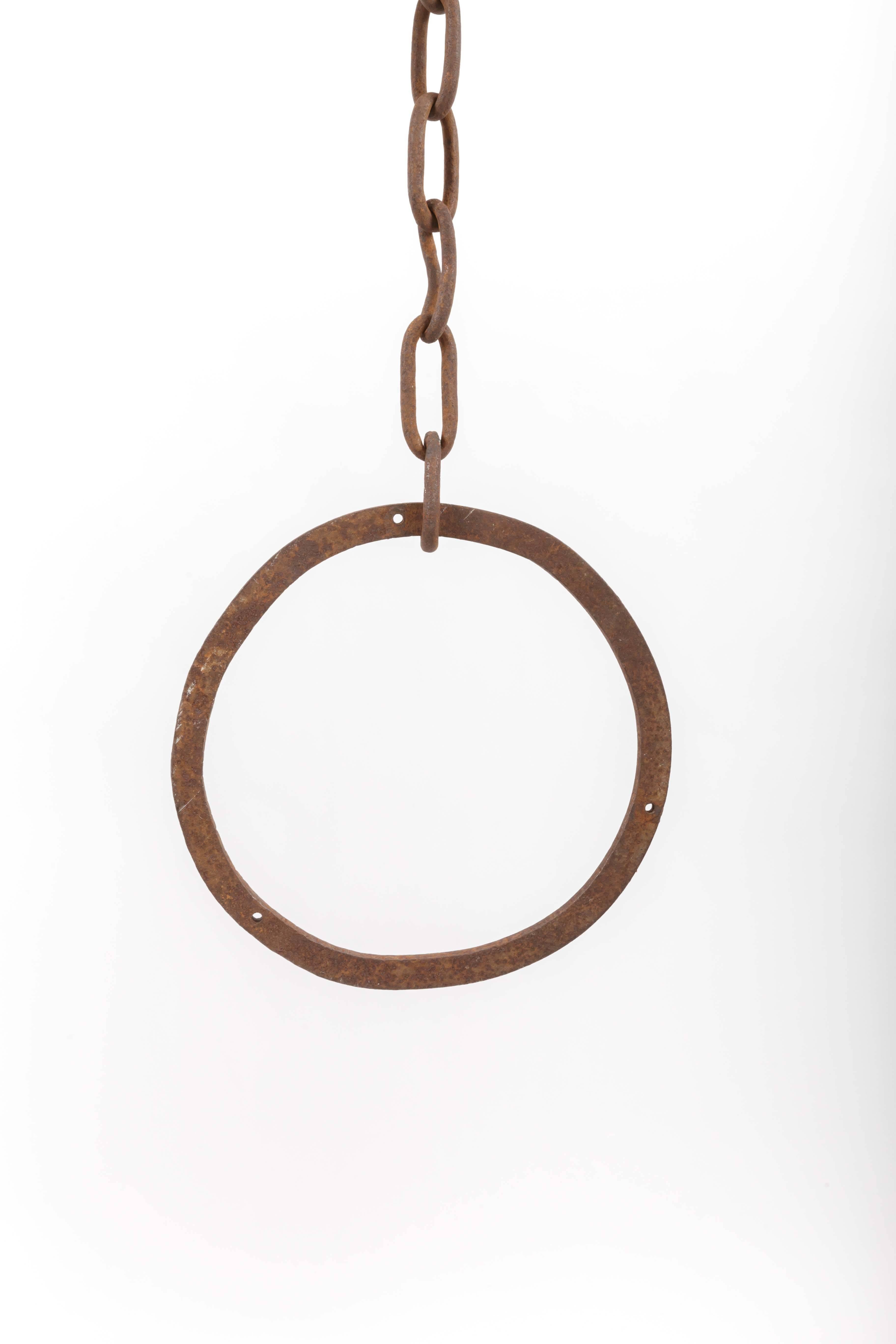 American Hand-Forged Iron Horse Ring and Chain, Usa, Early 20th Century