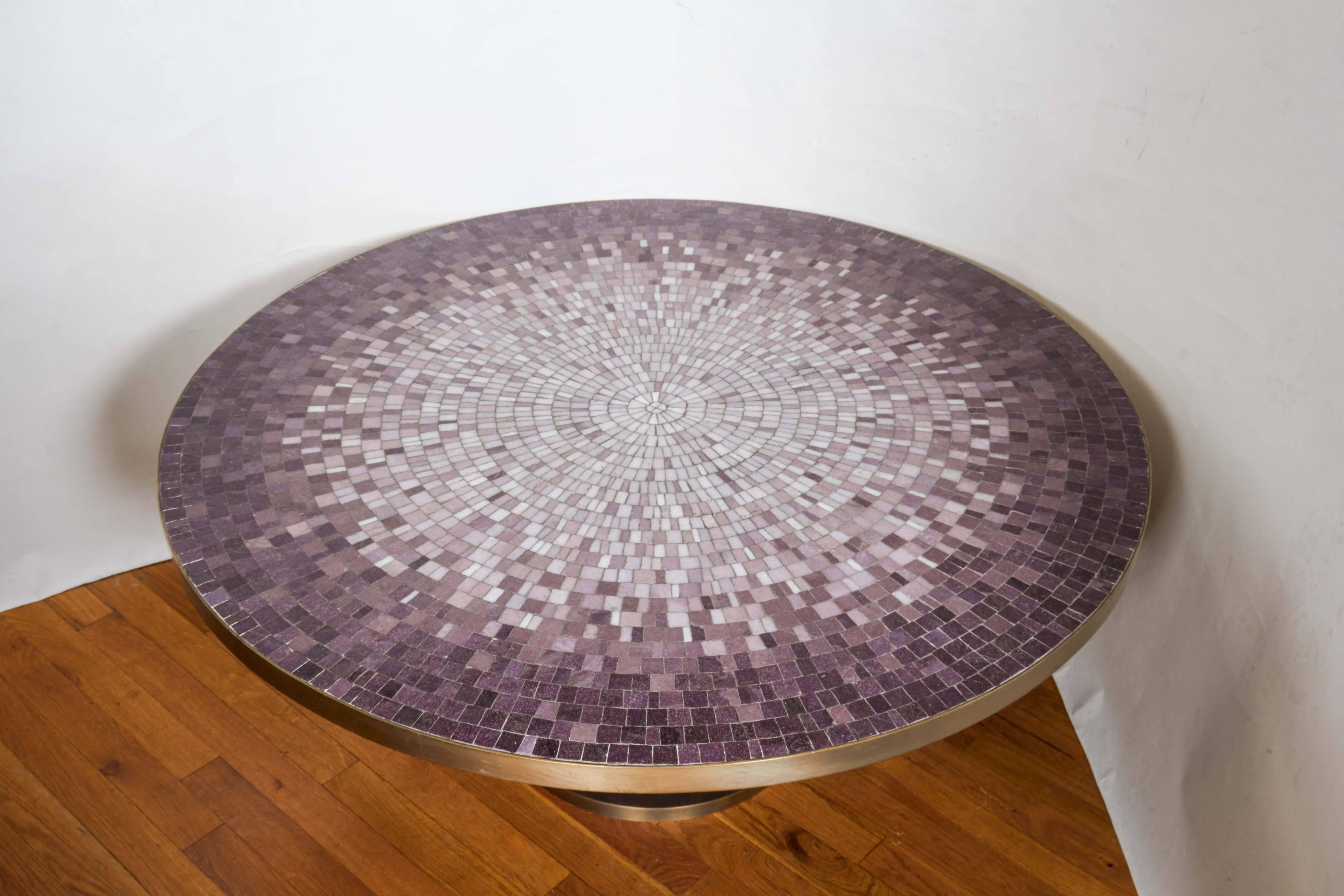 Mid-Century Modern Mosaic Tile and Bronze Coffee Table In Excellent Condition In New York, NY