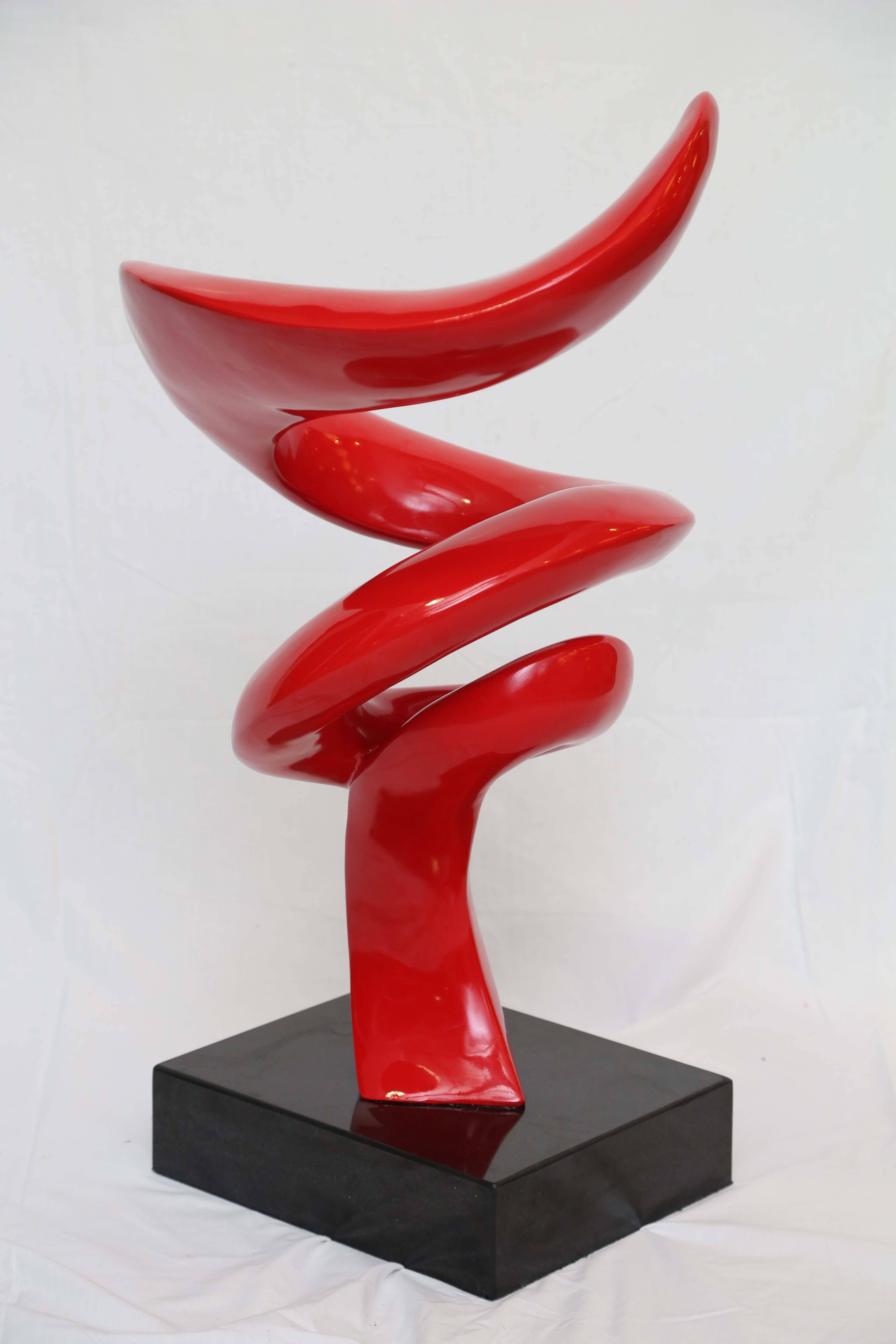 Fiberglass, Contemporary Abstract Industrial Sculpture in Red In Excellent Condition In Miami, Miami Design District, FL