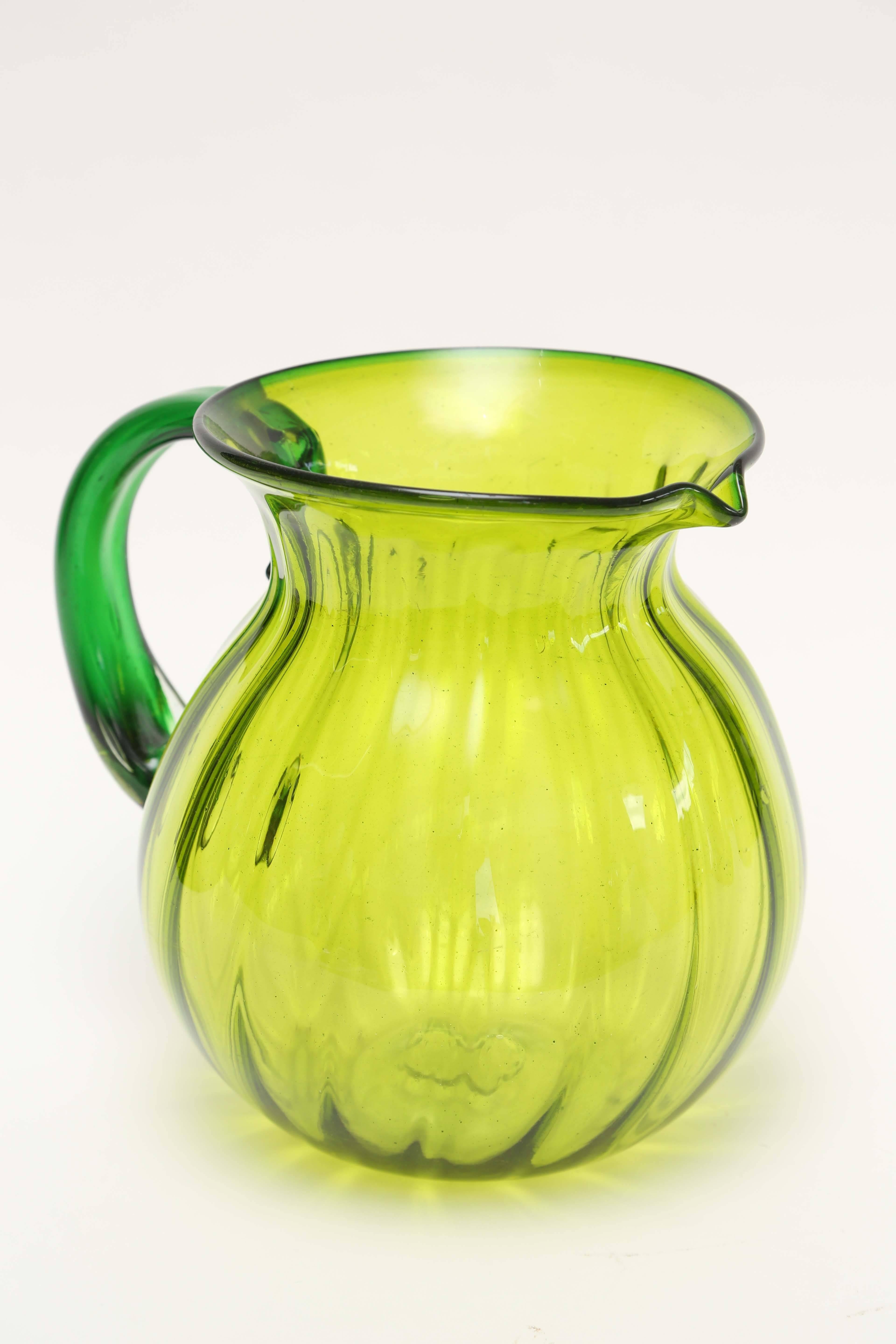 Wonderful oversized blenko glass pitcher, 1950s, USA.