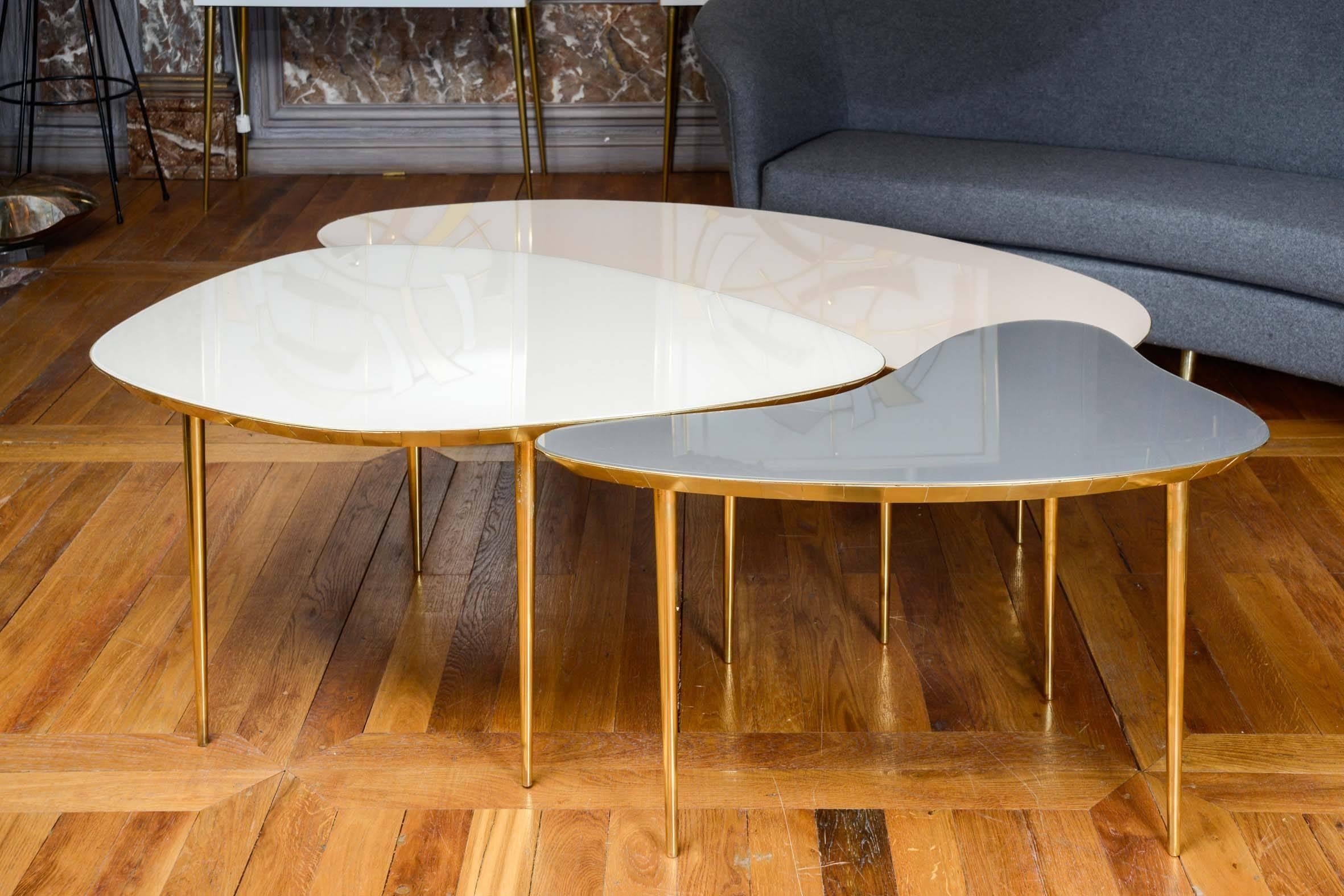 Set of Three Mirror Top Tables For Sale 1