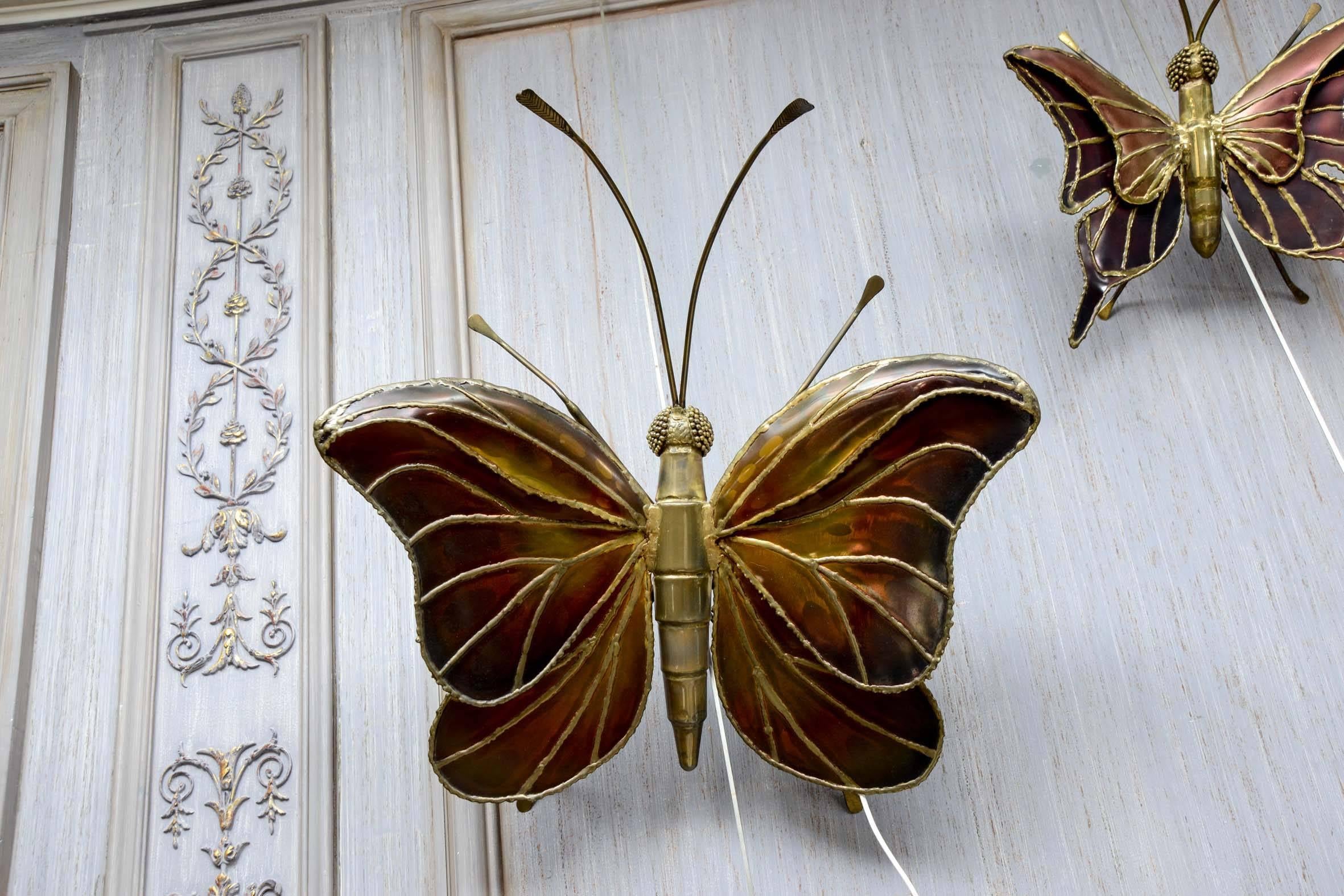 Pair of Decorative Butterfly Sconces In Excellent Condition In Saint-Ouen (PARIS), FR