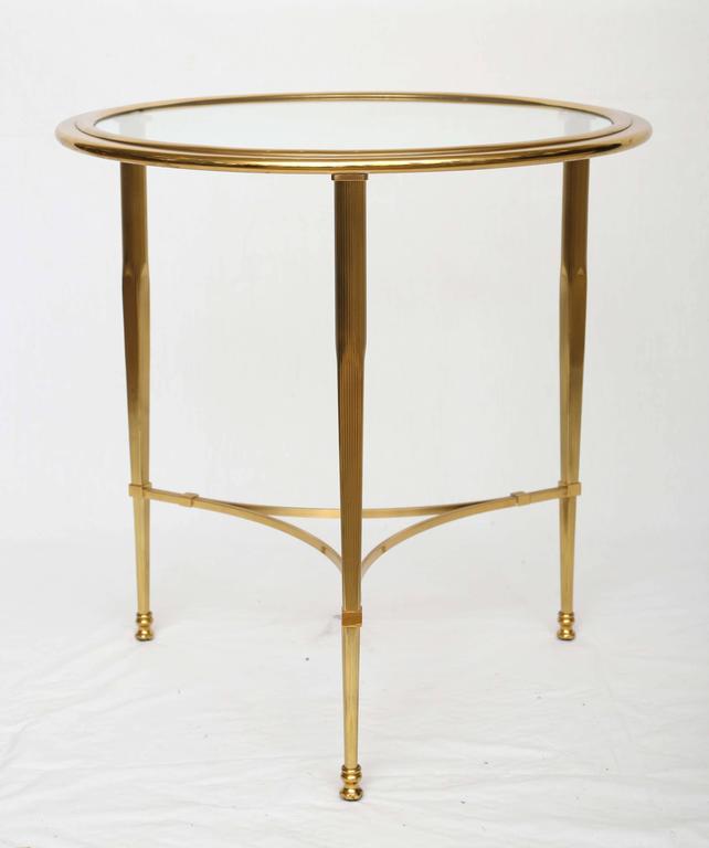 Round French Bronze Glass Top Side Table at 1stDibs