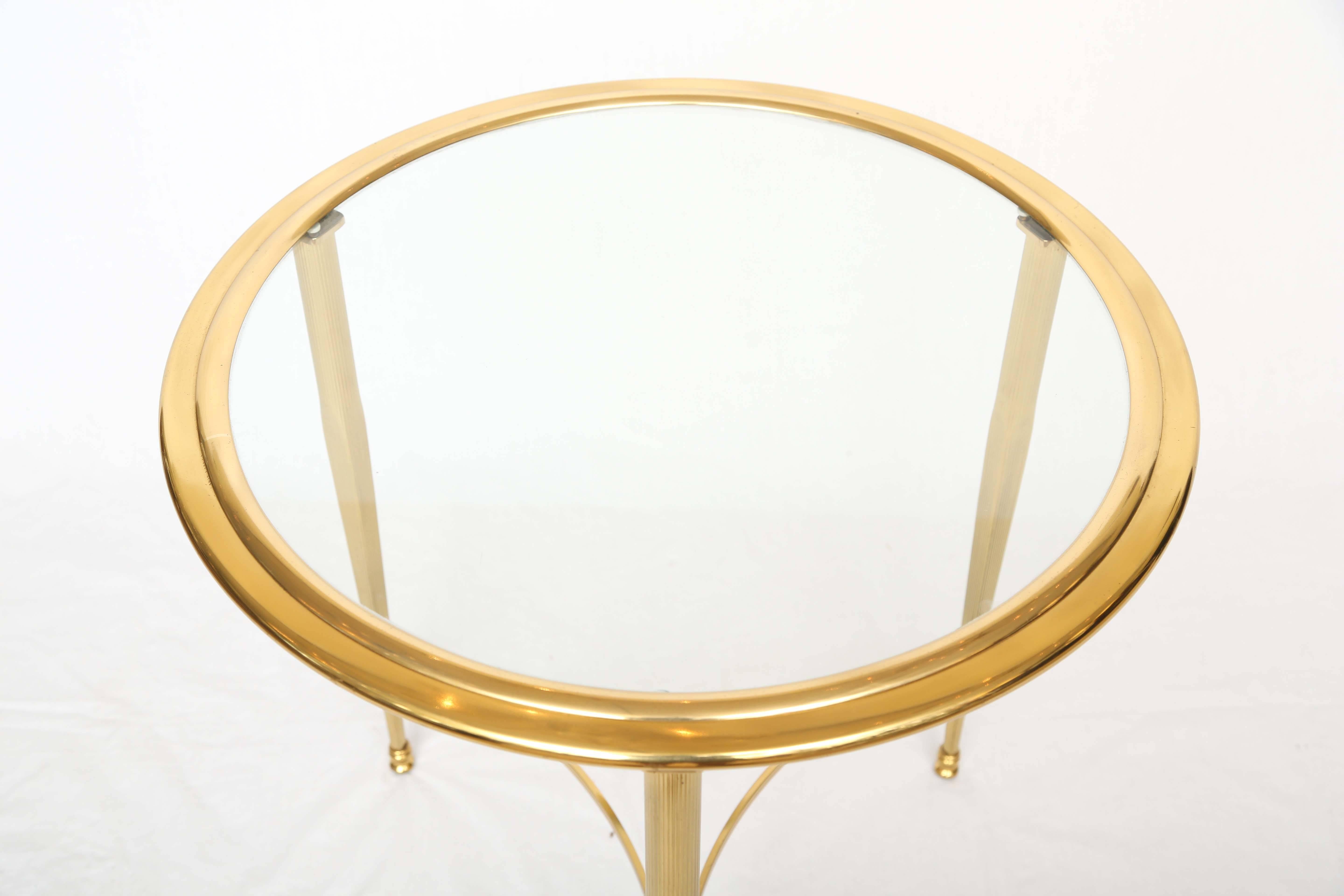 Round French Bronze Glass Top Side Table 2