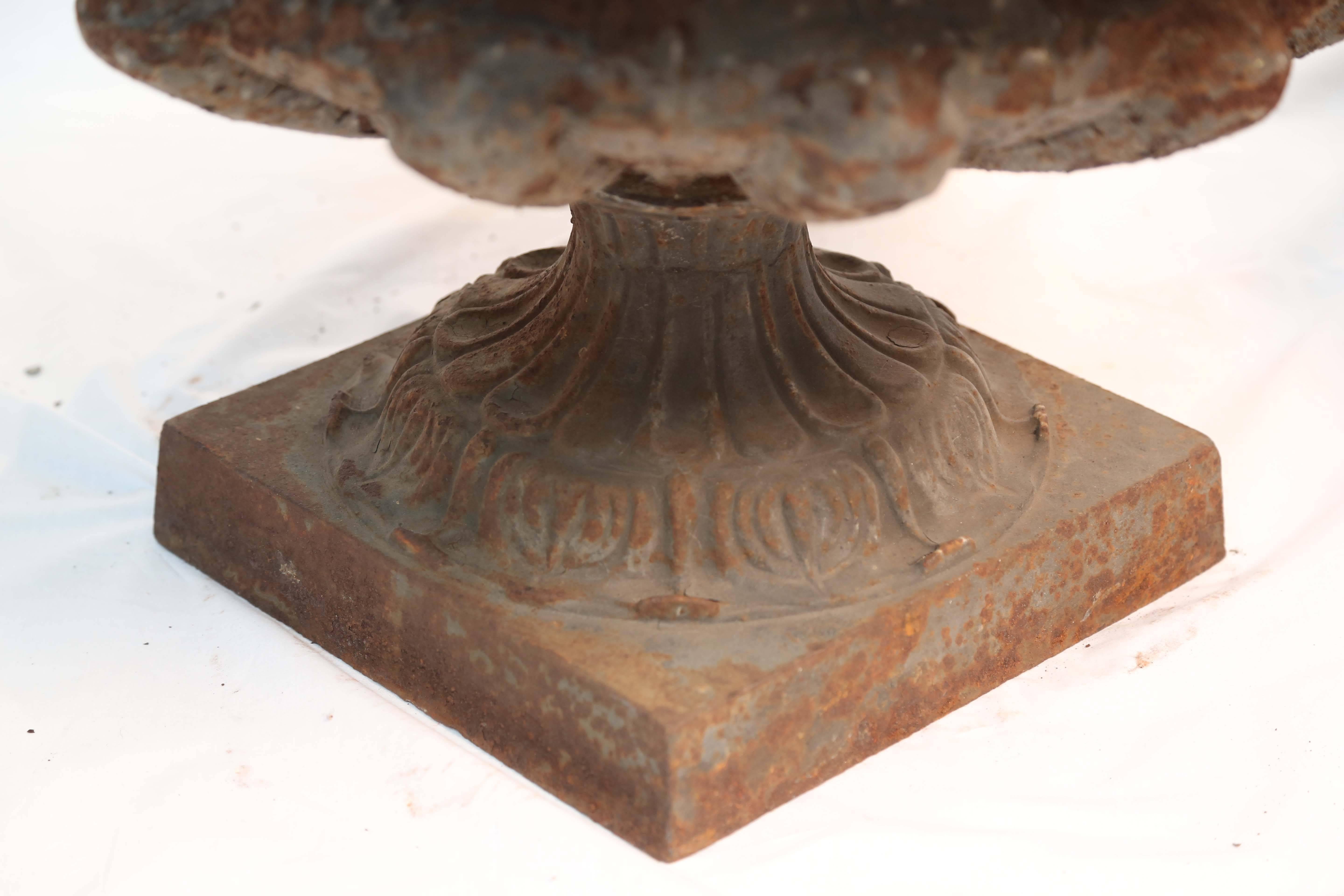 Pair of 19th Century Iron Garden Urns In Good Condition In West Palm Beach, FL