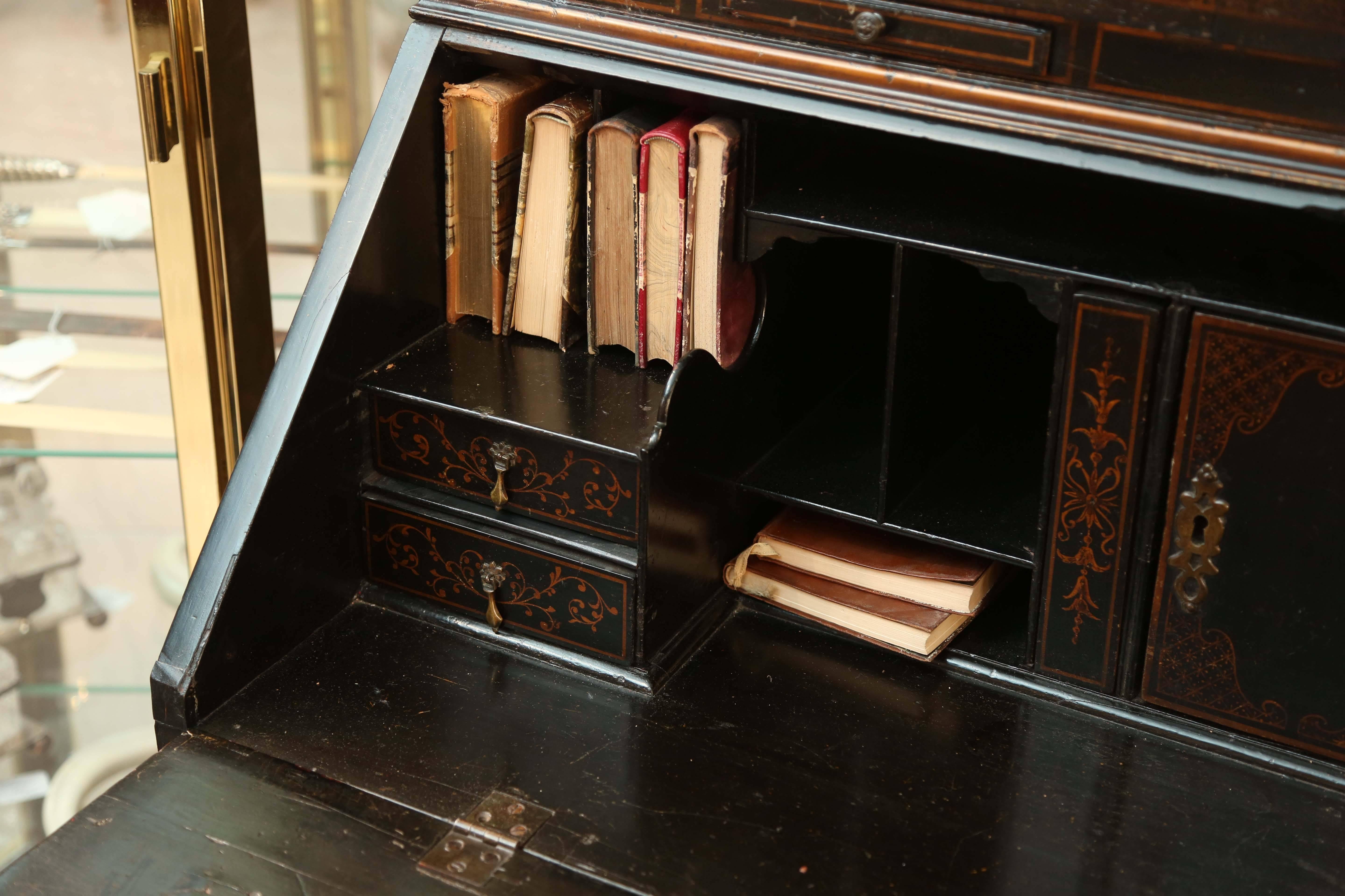 Superb 18th Century Chinoiserie Secretary  Bookcase 1