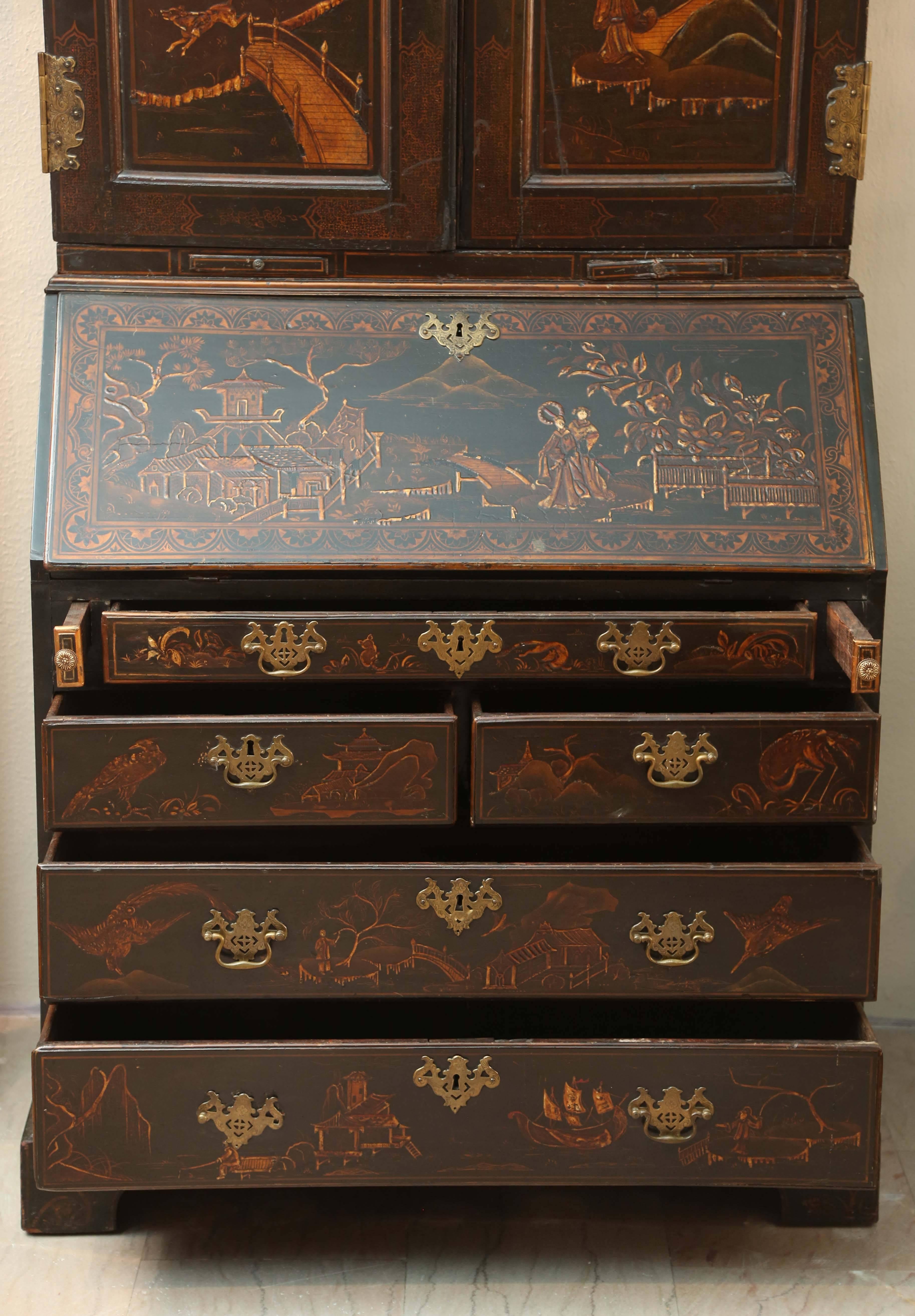 Superb 18th Century Chinoiserie Secretary  Bookcase 2