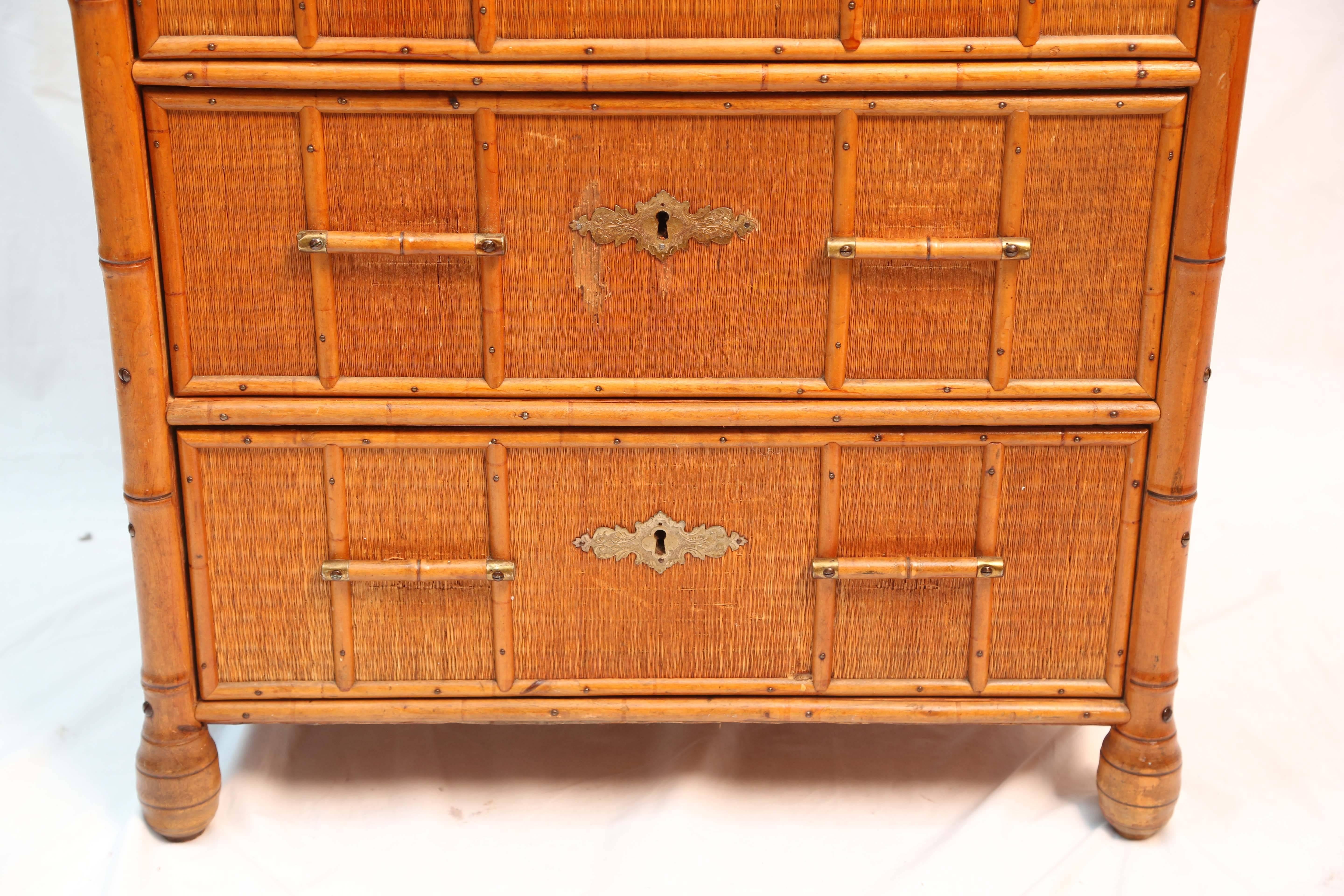 20th Century Superb Edwardian Bamboo Chest of Drawers