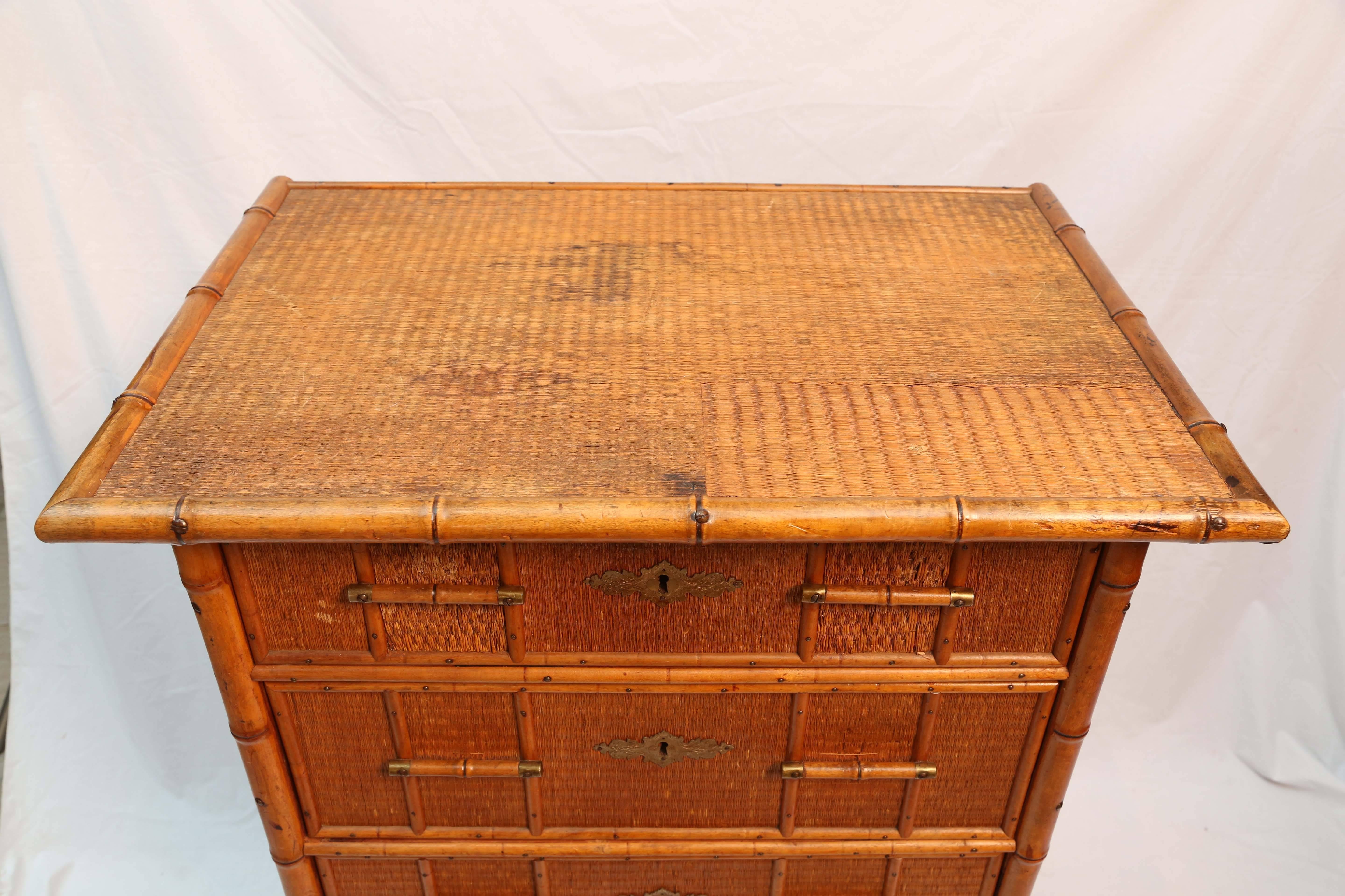 Superb Edwardian Bamboo Chest of Drawers 1