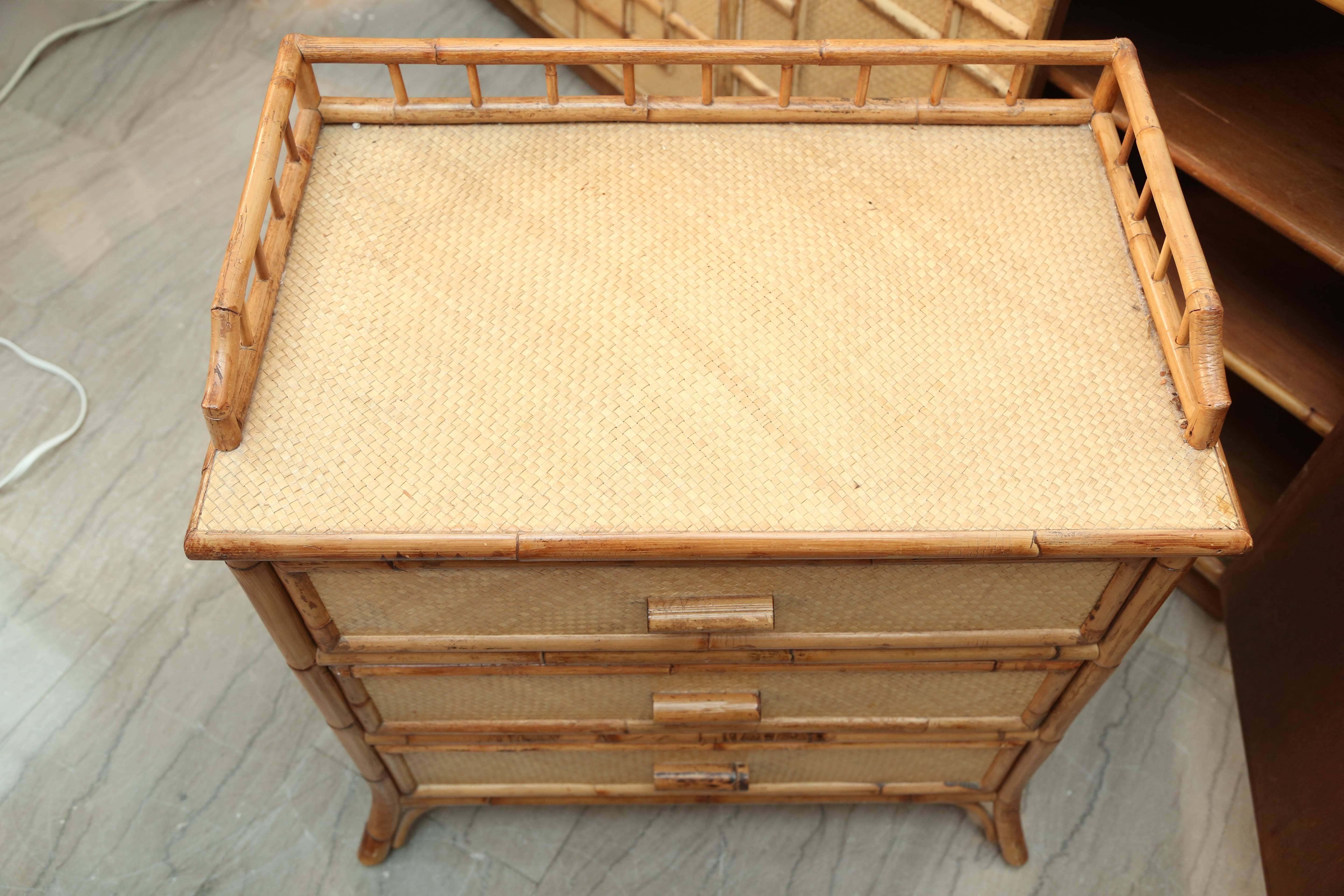 Mid-Century Pair of Rattan  End Tables /Night Stands 1