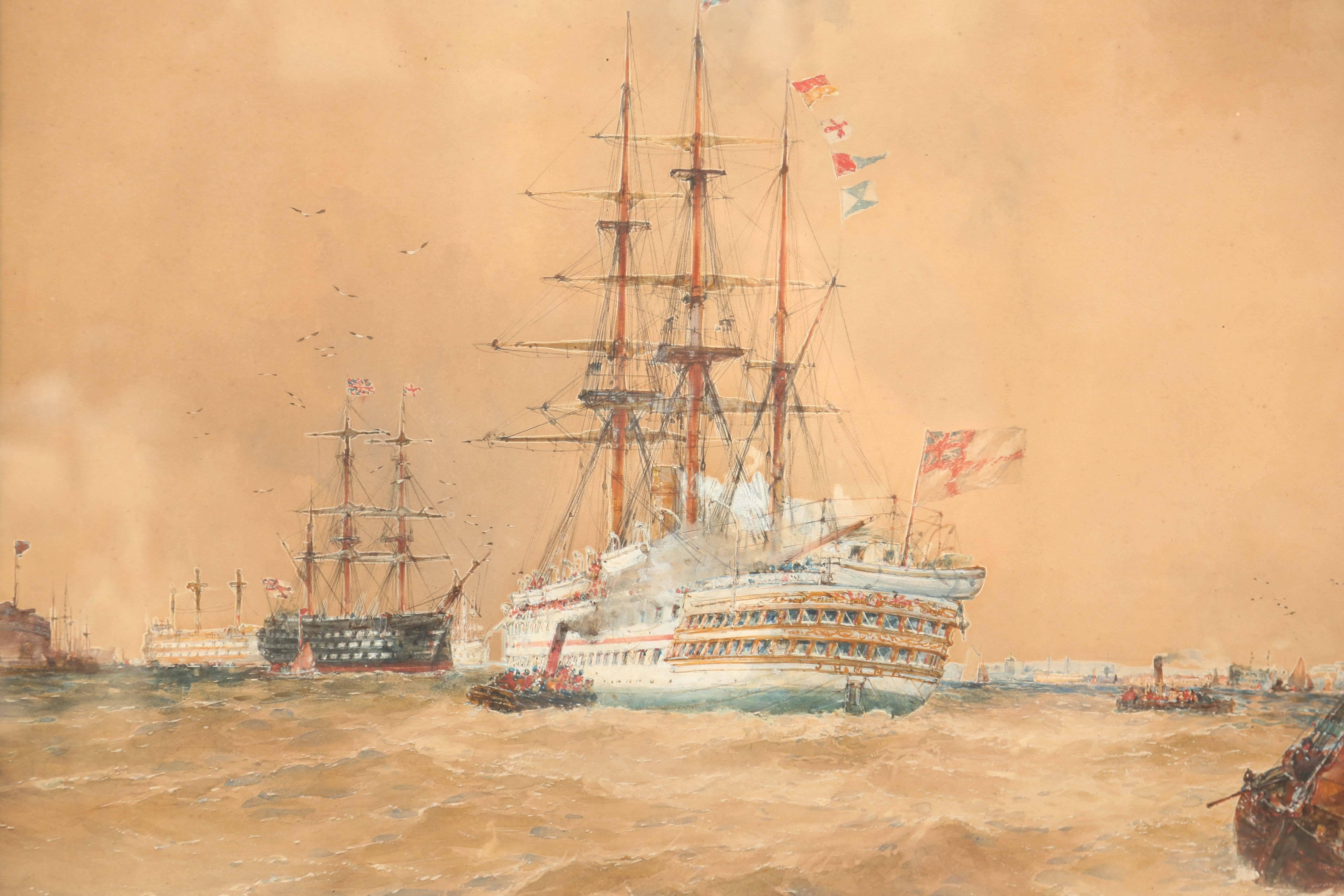 English Outstanding and Enormous Marine Painting by Thomas Bush Hardy