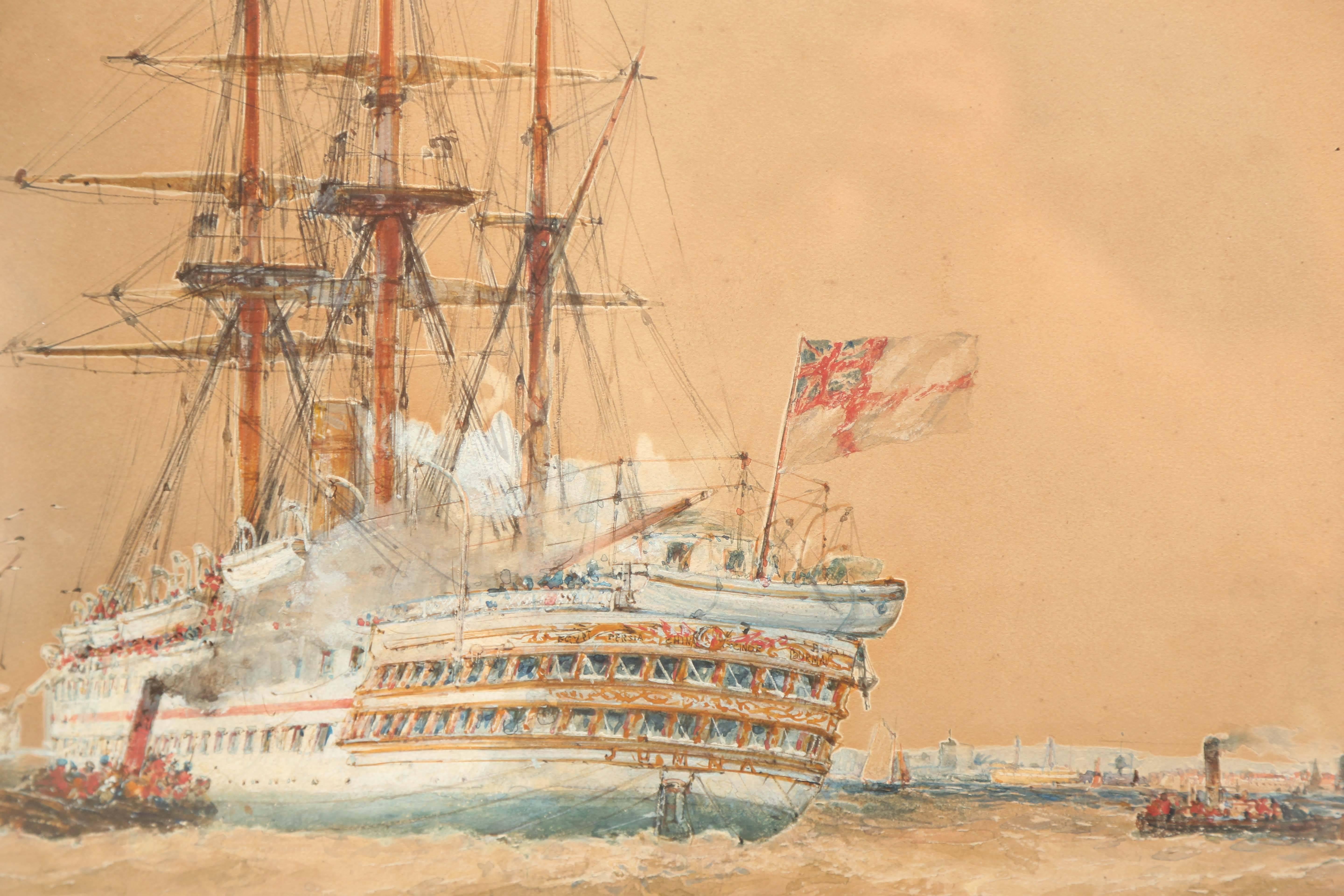 Glass Outstanding and Enormous Marine Painting by Thomas Bush Hardy
