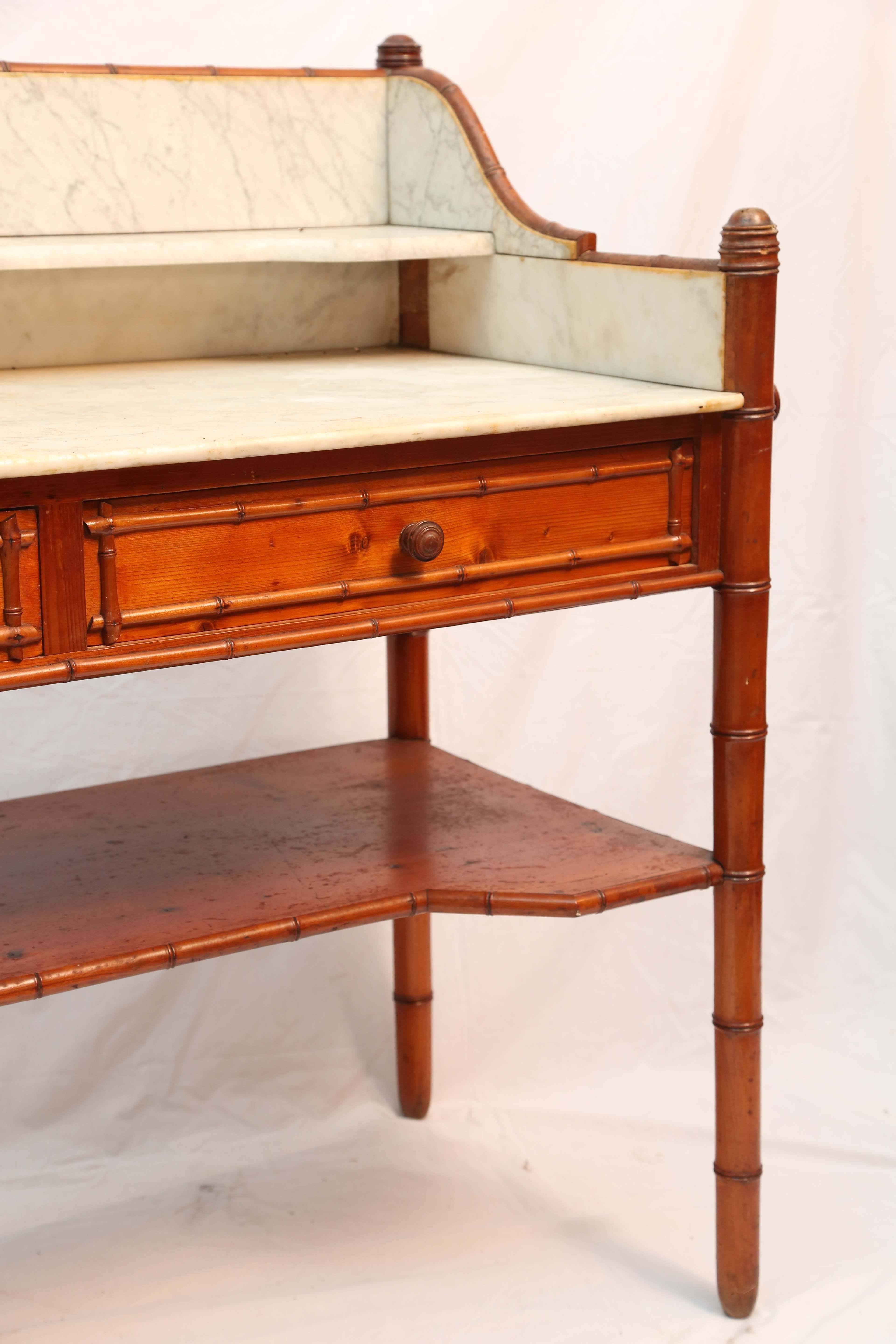  Superior 19th Century French Faux Bamboo Wash Stand In Good Condition In West Palm Beach, FL