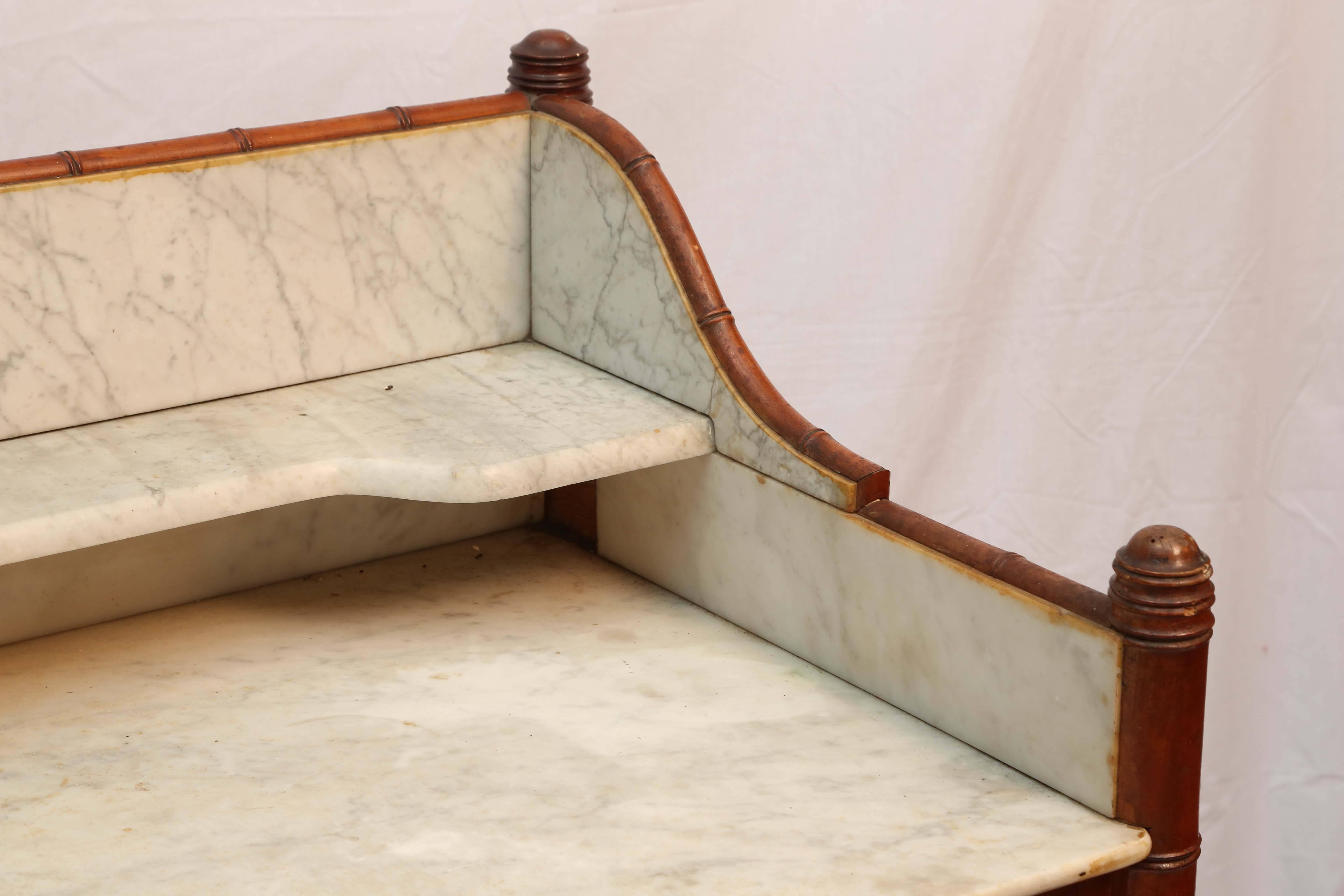 Marble  Superior 19th Century French Faux Bamboo Wash Stand
